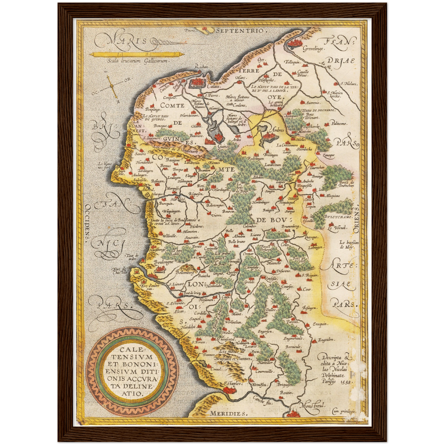 Historische Landkarte Calais um 1609