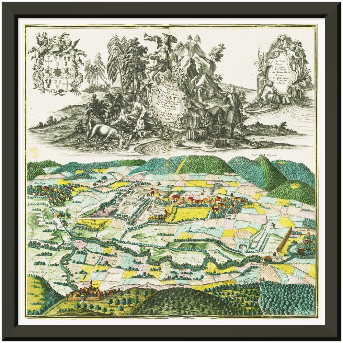 Historische Stadtansicht Bad Pyrmont um 1750