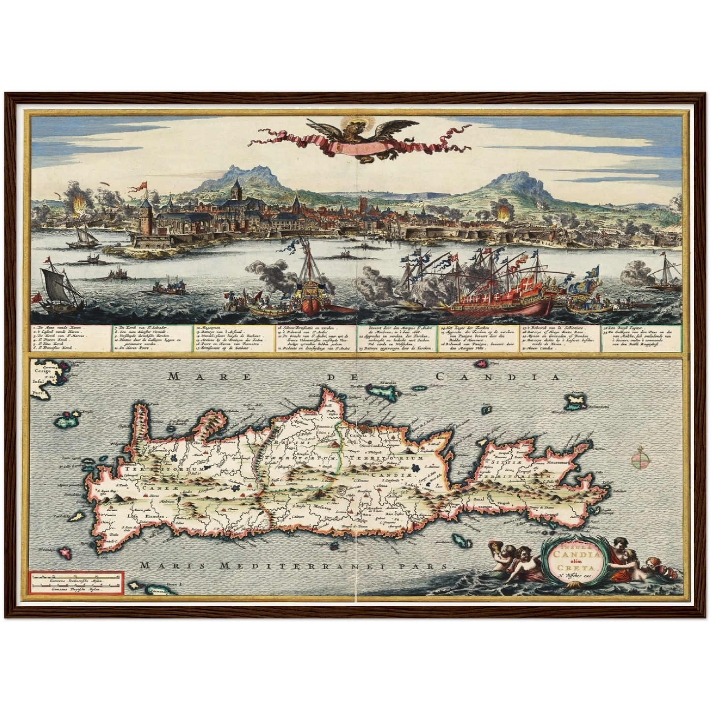 Historische Landkarte Kreta um 1668