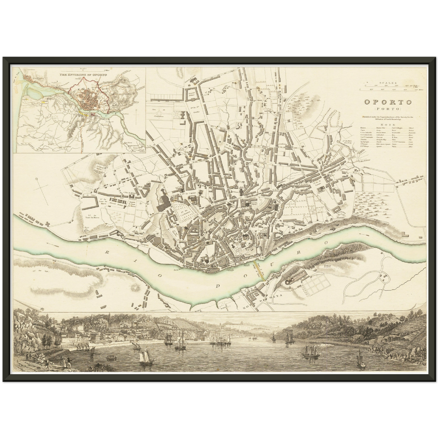 Historischer Stadtplan Porto um 1833