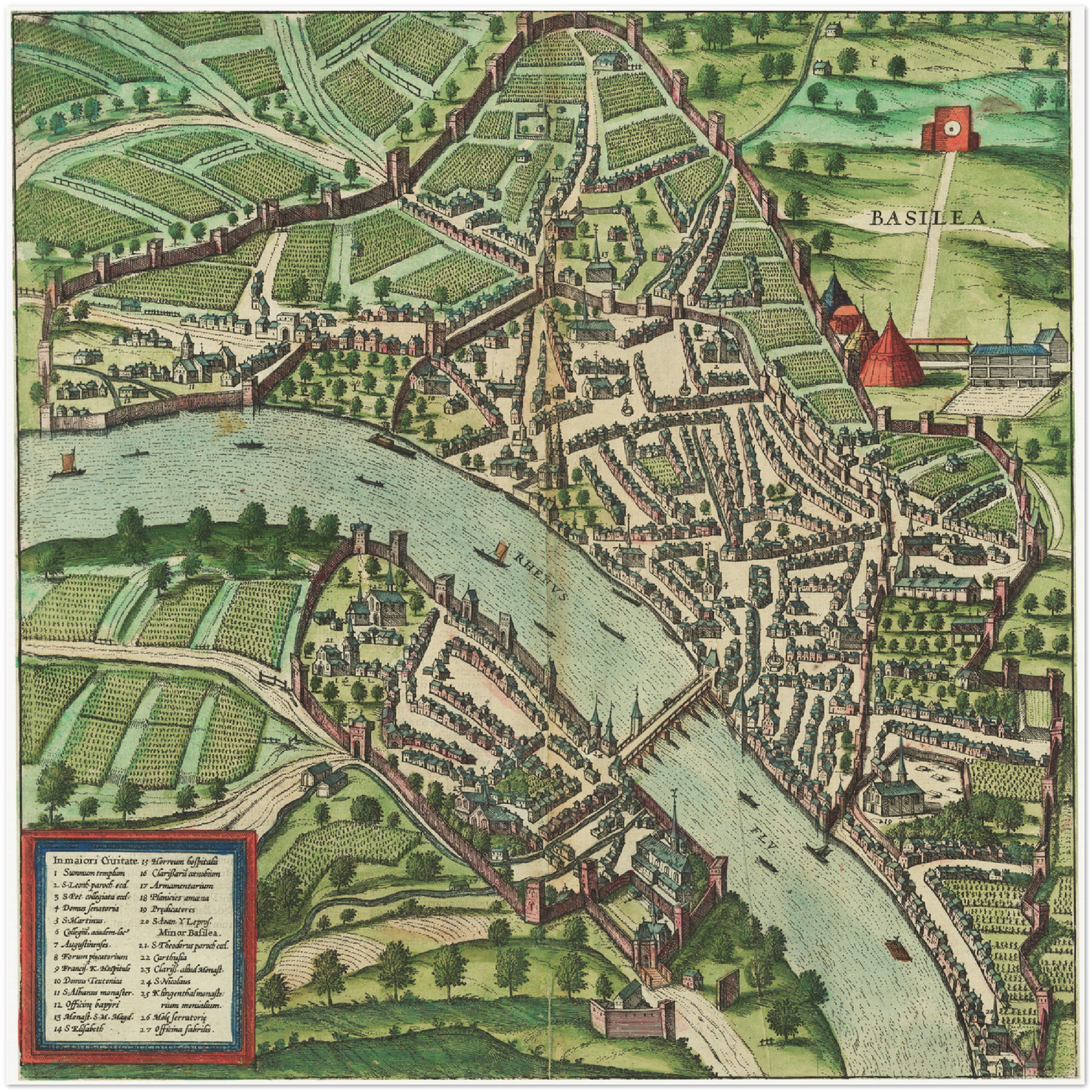 Historischer Stadtplan Basel um 1600