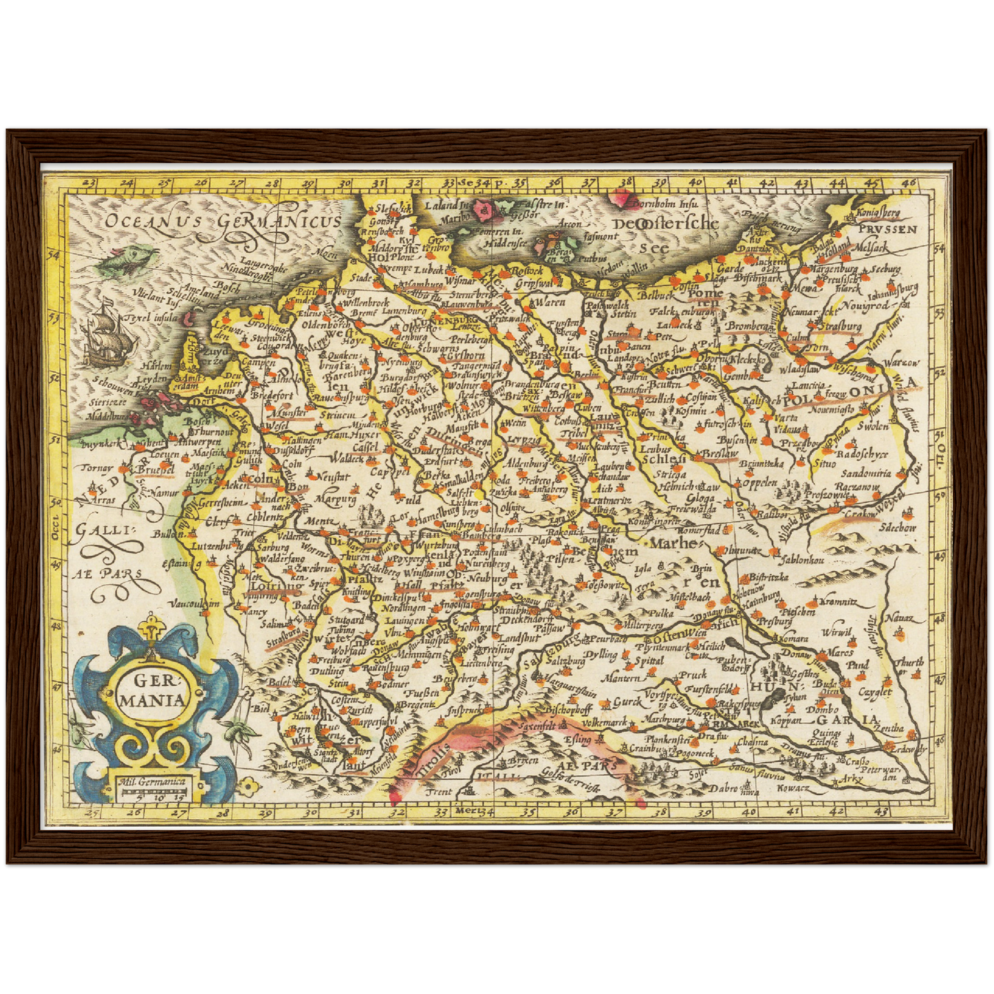 Historische Landkarte von Deutschland um 1609