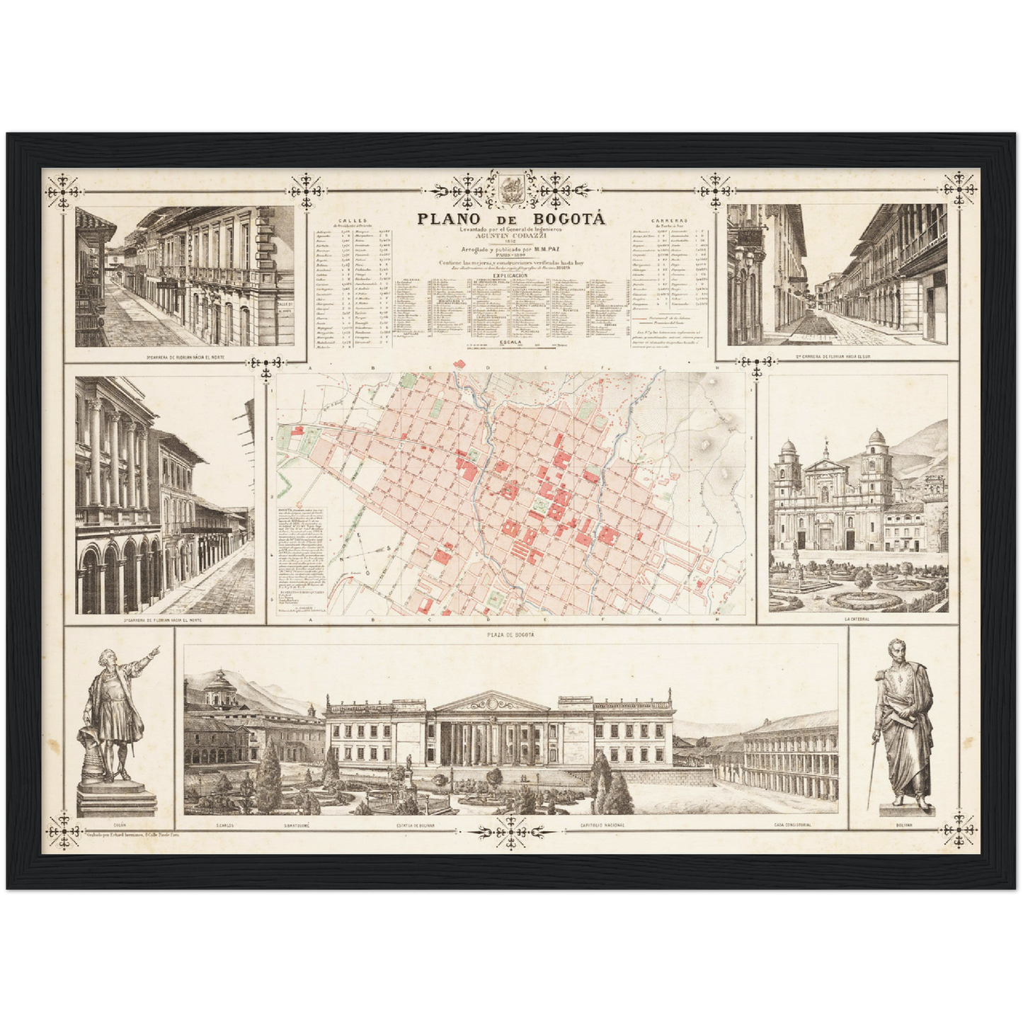 Historischer Stadtplan Bogota um 1890