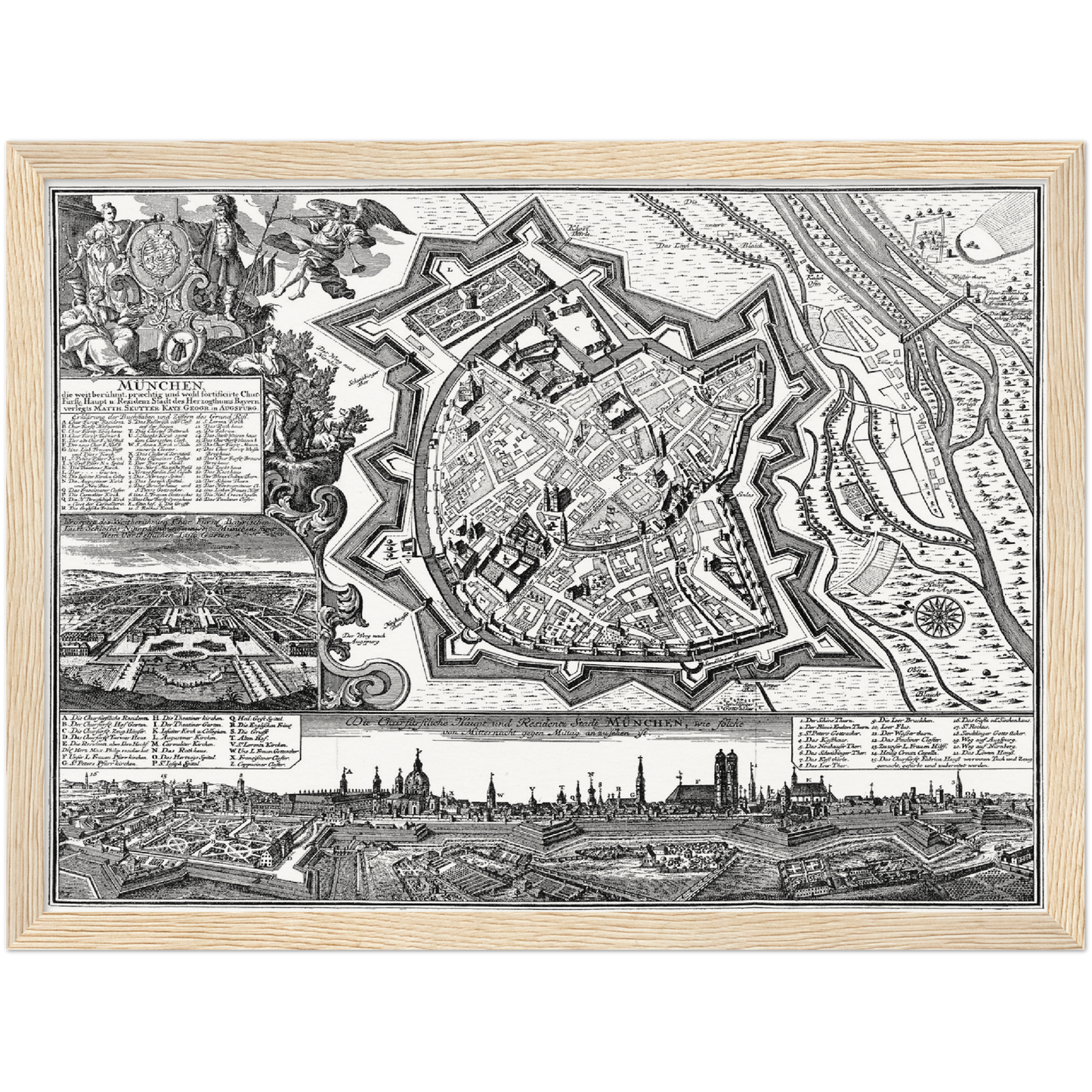 Historischer Stadtplan München um 1740