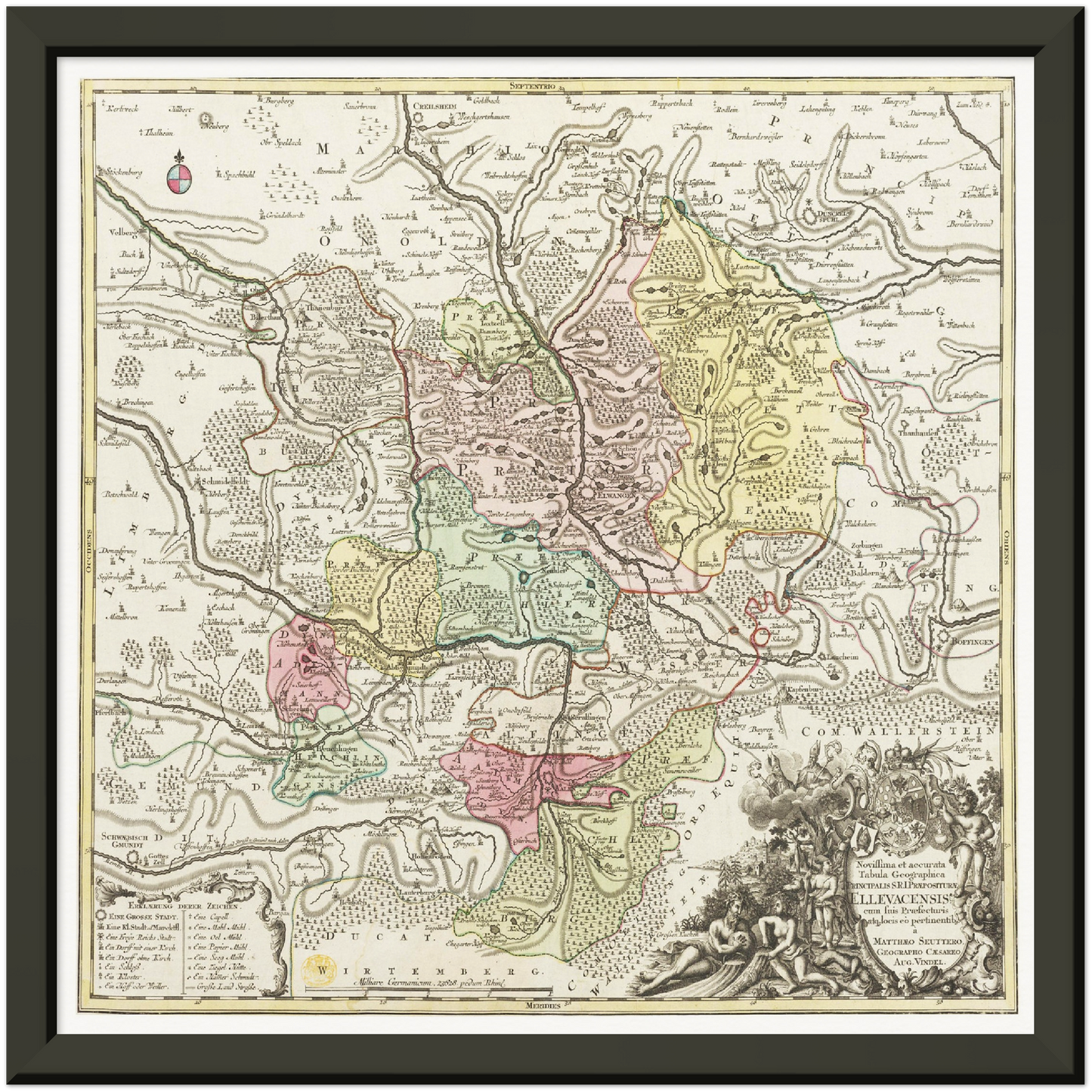 Historische Landkarte Ellwangen um 1750