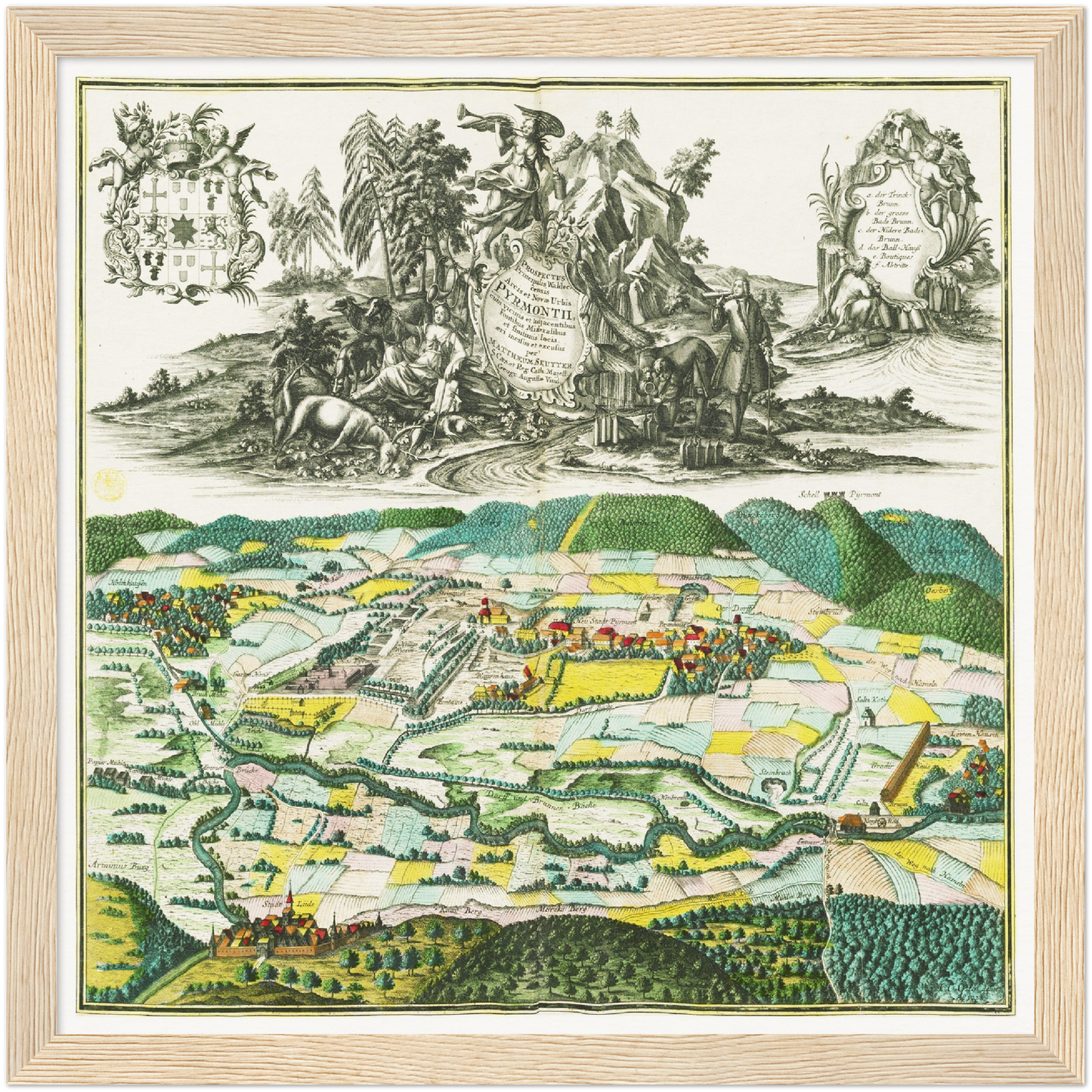 Historische Stadtansicht Bad Pyrmont um 1750