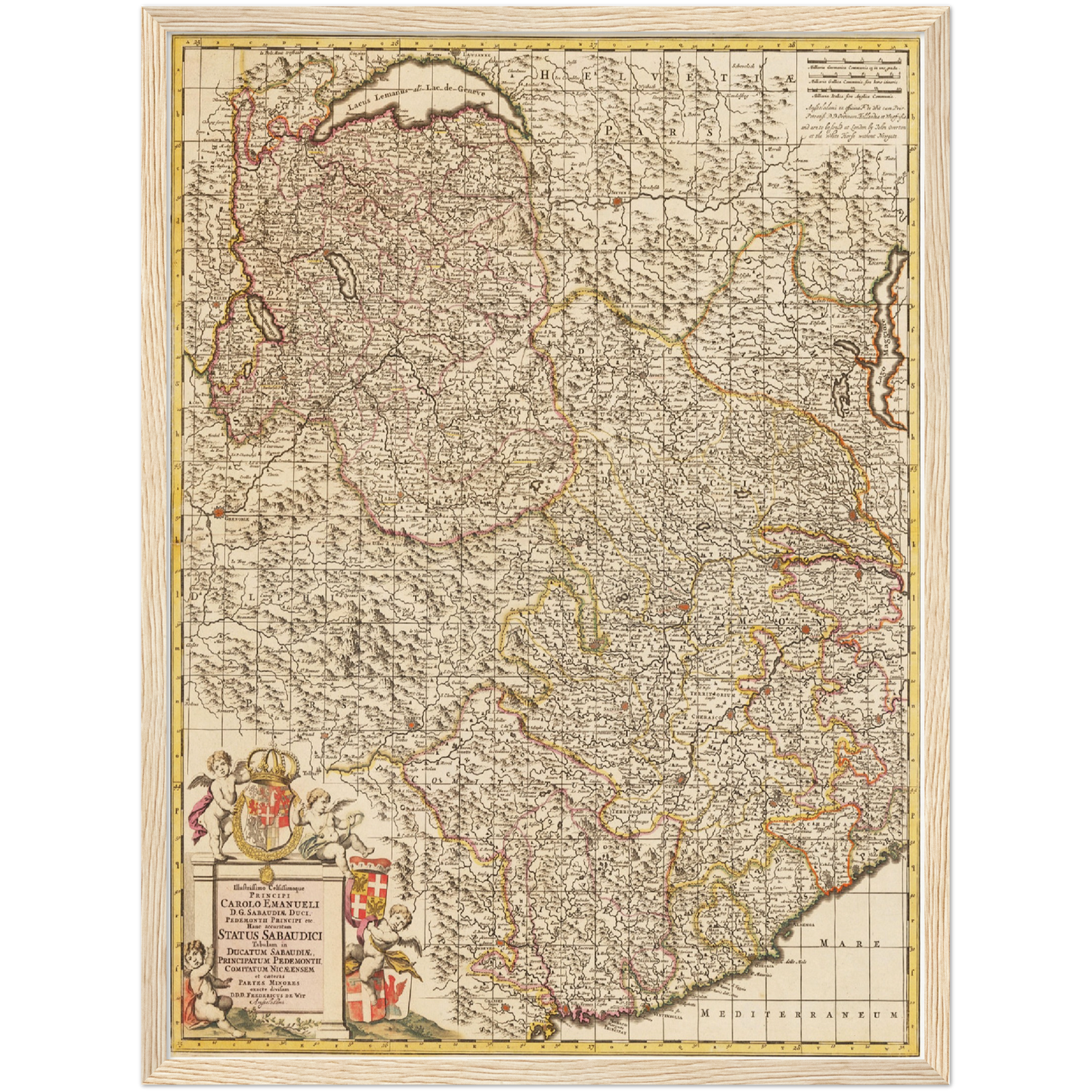 Historische Landkarte Piemont um 1698