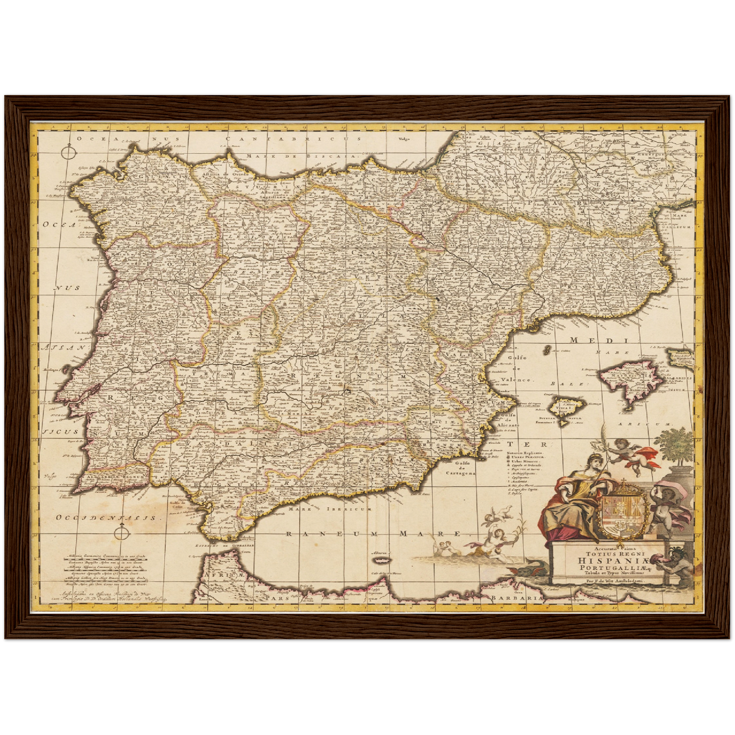 Historische Landkarte Spanien um 1698