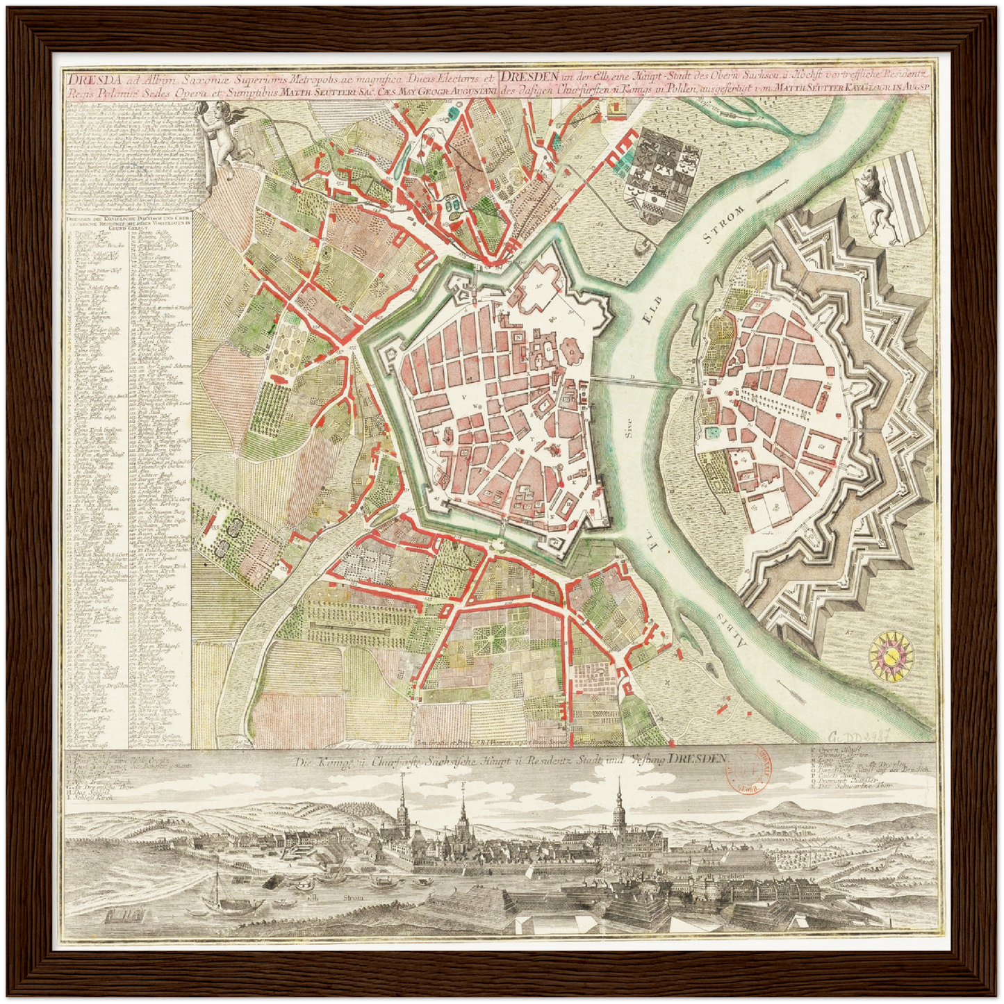 Historischer Stadtplan Dresden um 1750
