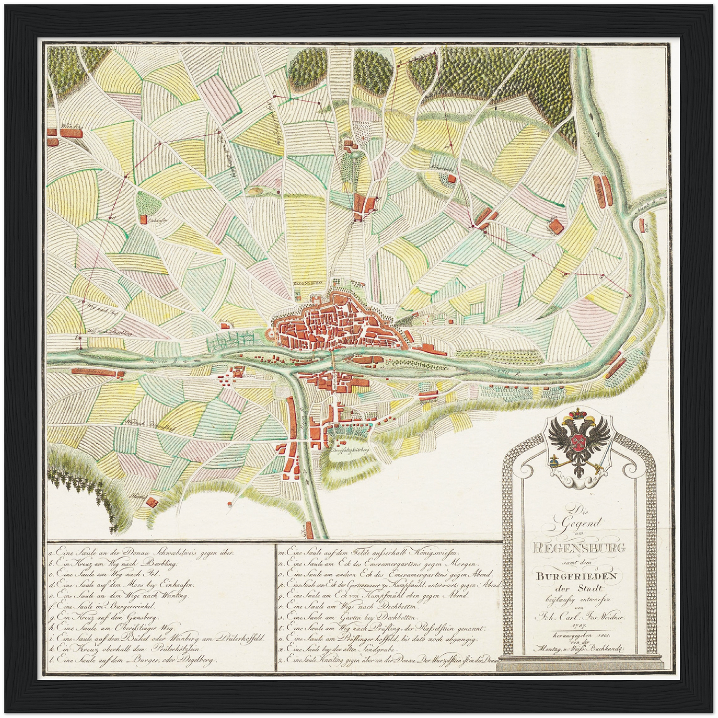 Historische Landkarte Regensburg um 1801