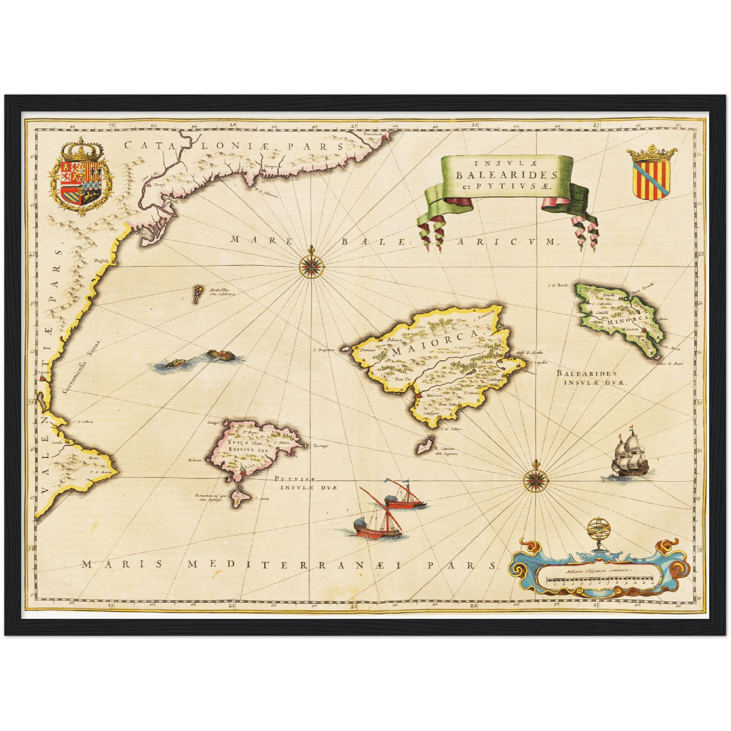Historische Landkarte Balearische Inseln um 1635