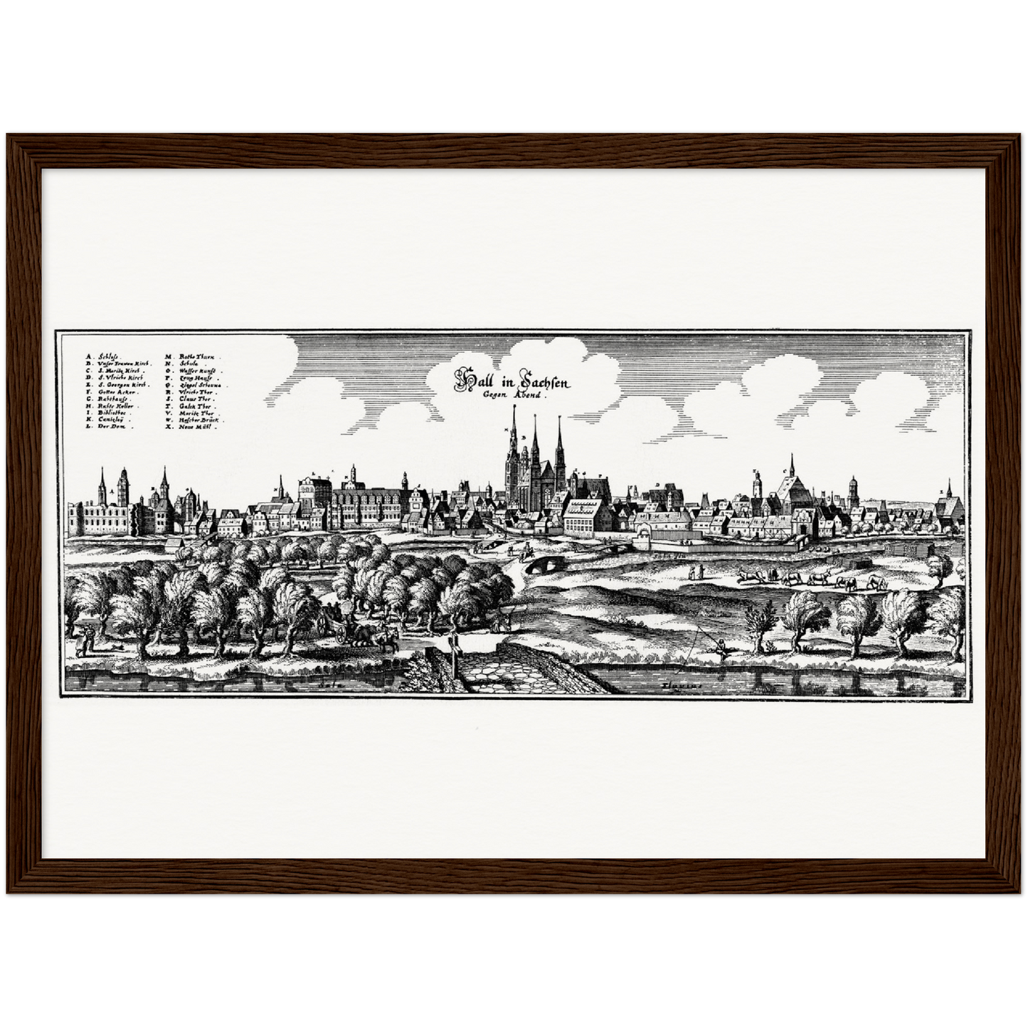Historische Stadtansicht Halle (Saale) um 1653