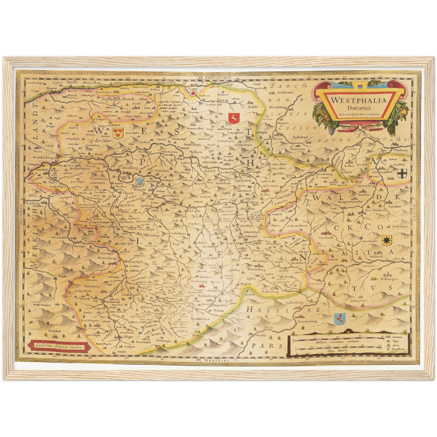 Historische Landkarte Westfalen um 1635