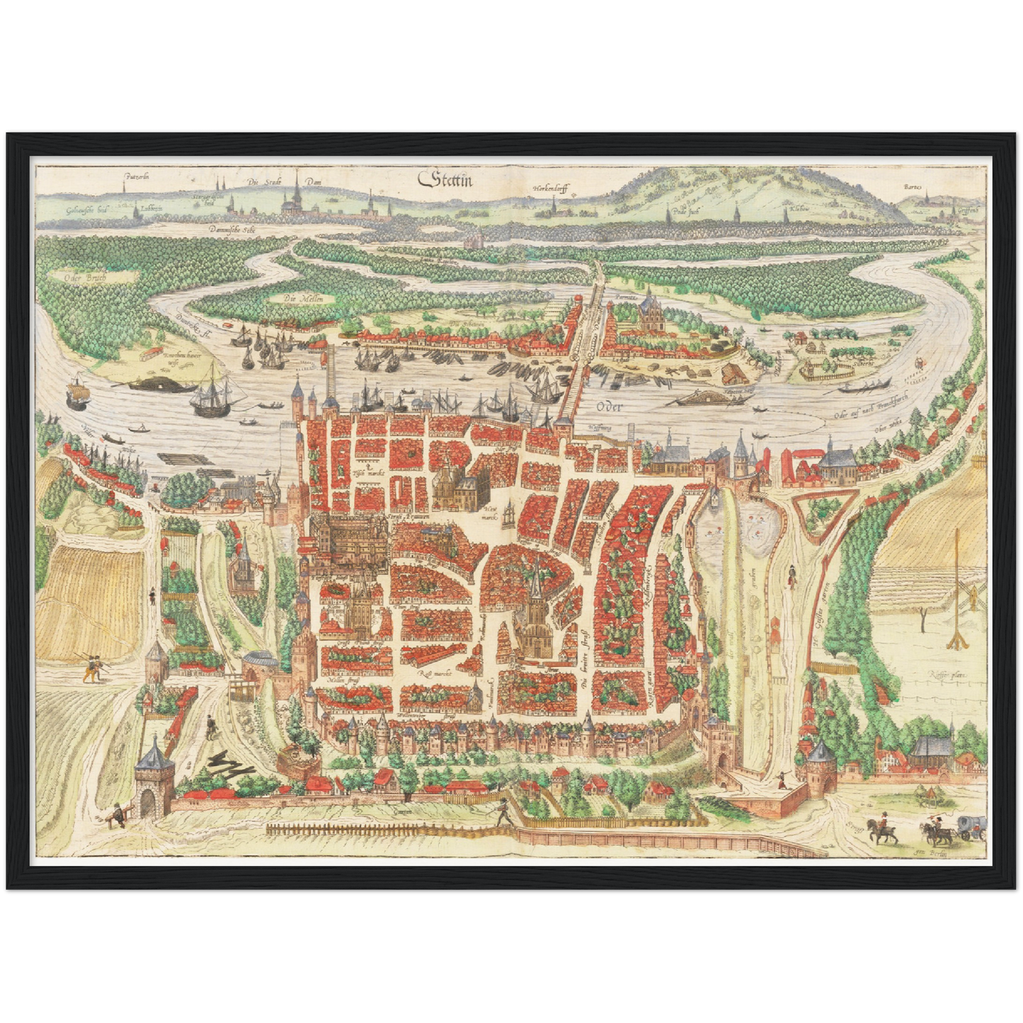 Historische Stadtansicht Stettin um 1592