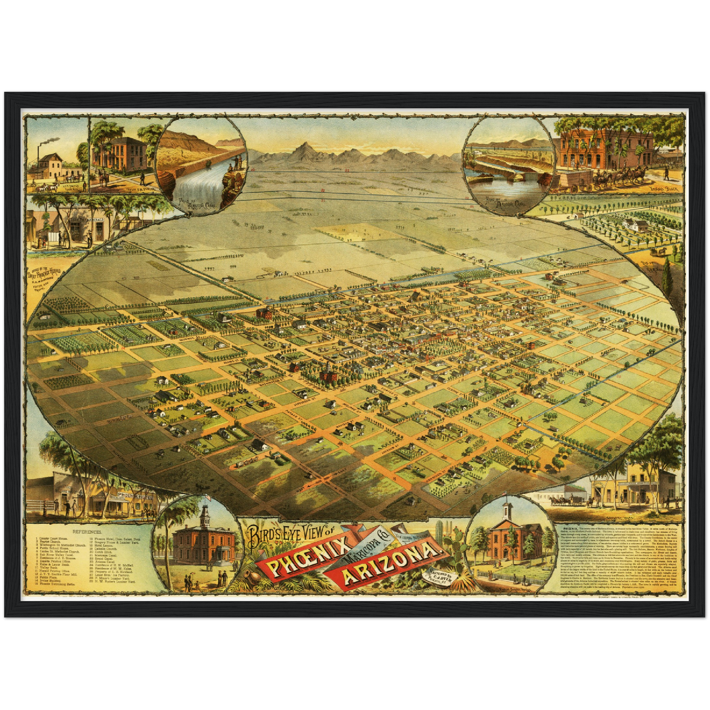 Historische Stadtansicht Phoenix um 1885