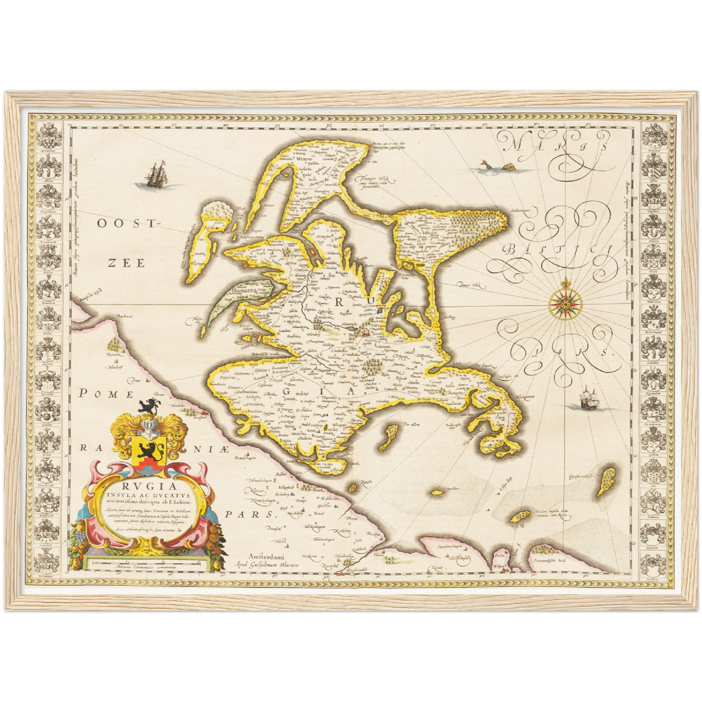 Historische Landkarte Insel Rügen um 1635