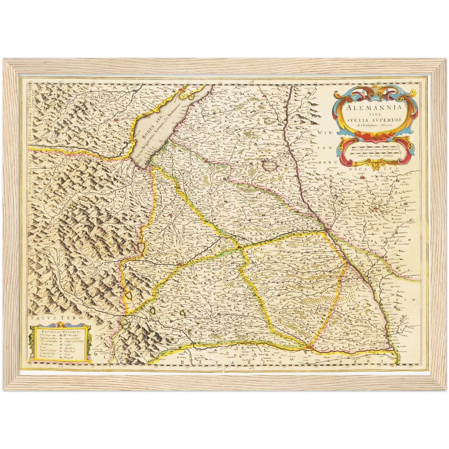 Historische Landkarte Oberschwaben um 1635