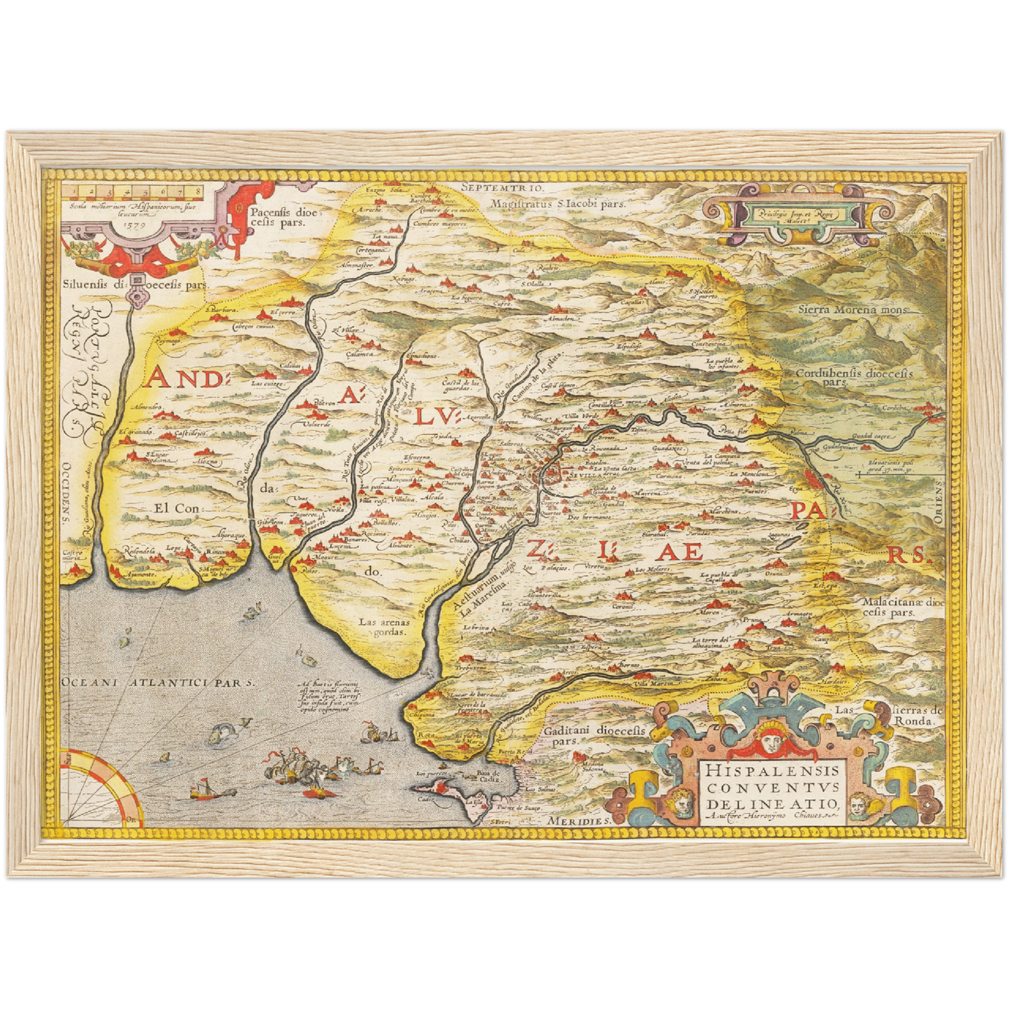 Historische Landkarte Andalusien um 1609