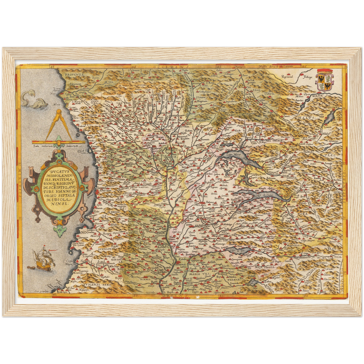 Historische Landkarte Lombardei um 1609