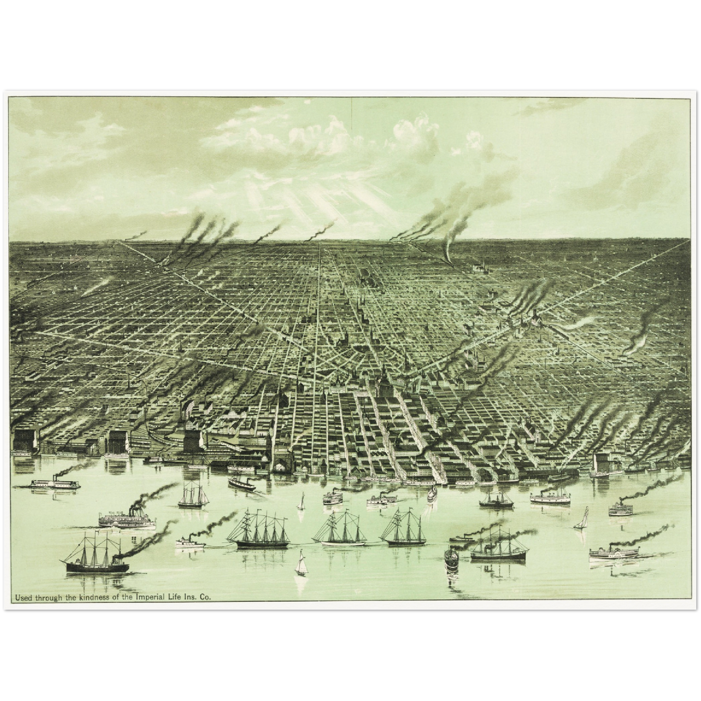 Historische Stadtansicht Detroit um 1890