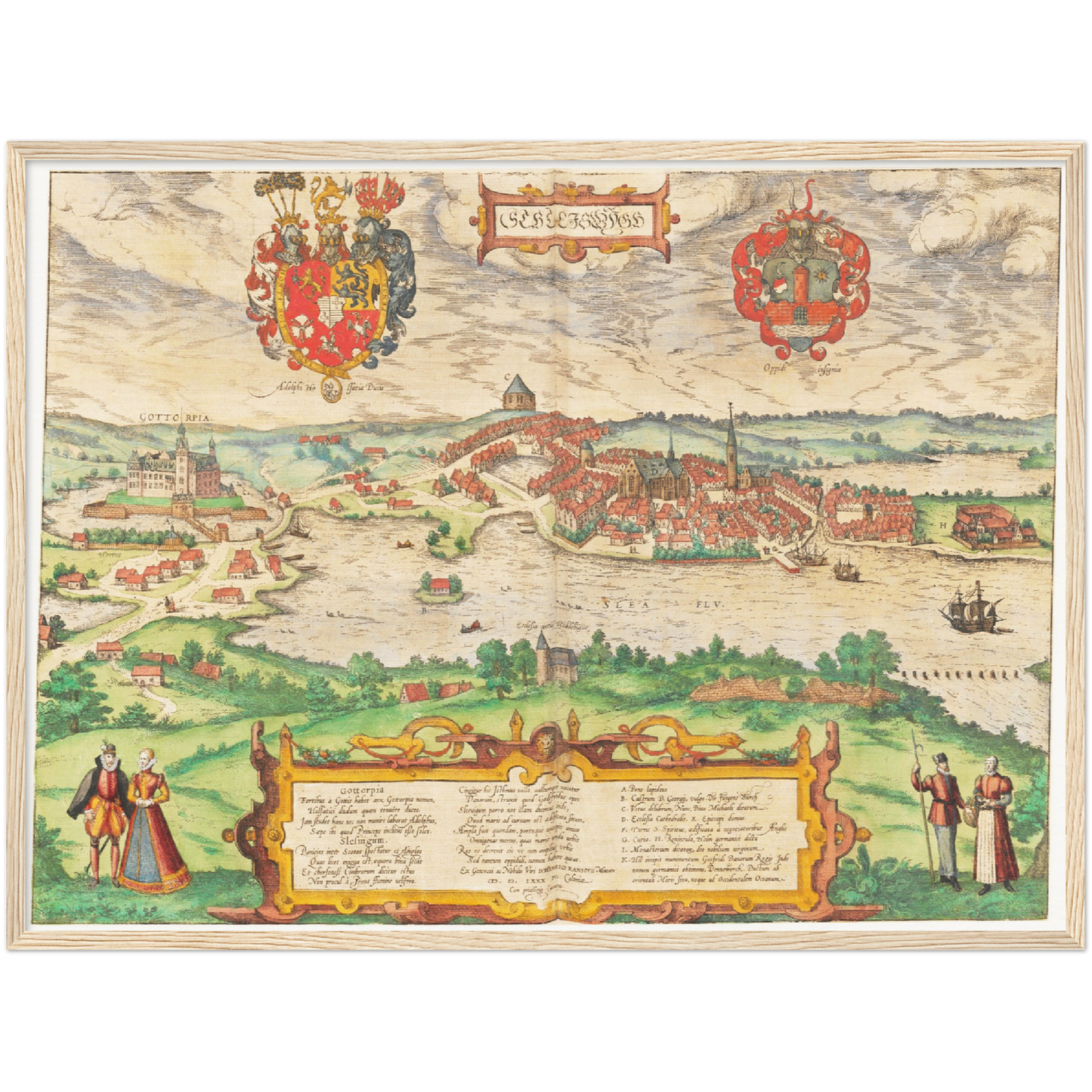Historische Stadtansicht Schleswig um 1592
