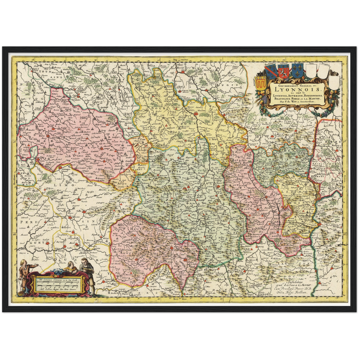 Historische Landkarte Auvergne um 1720