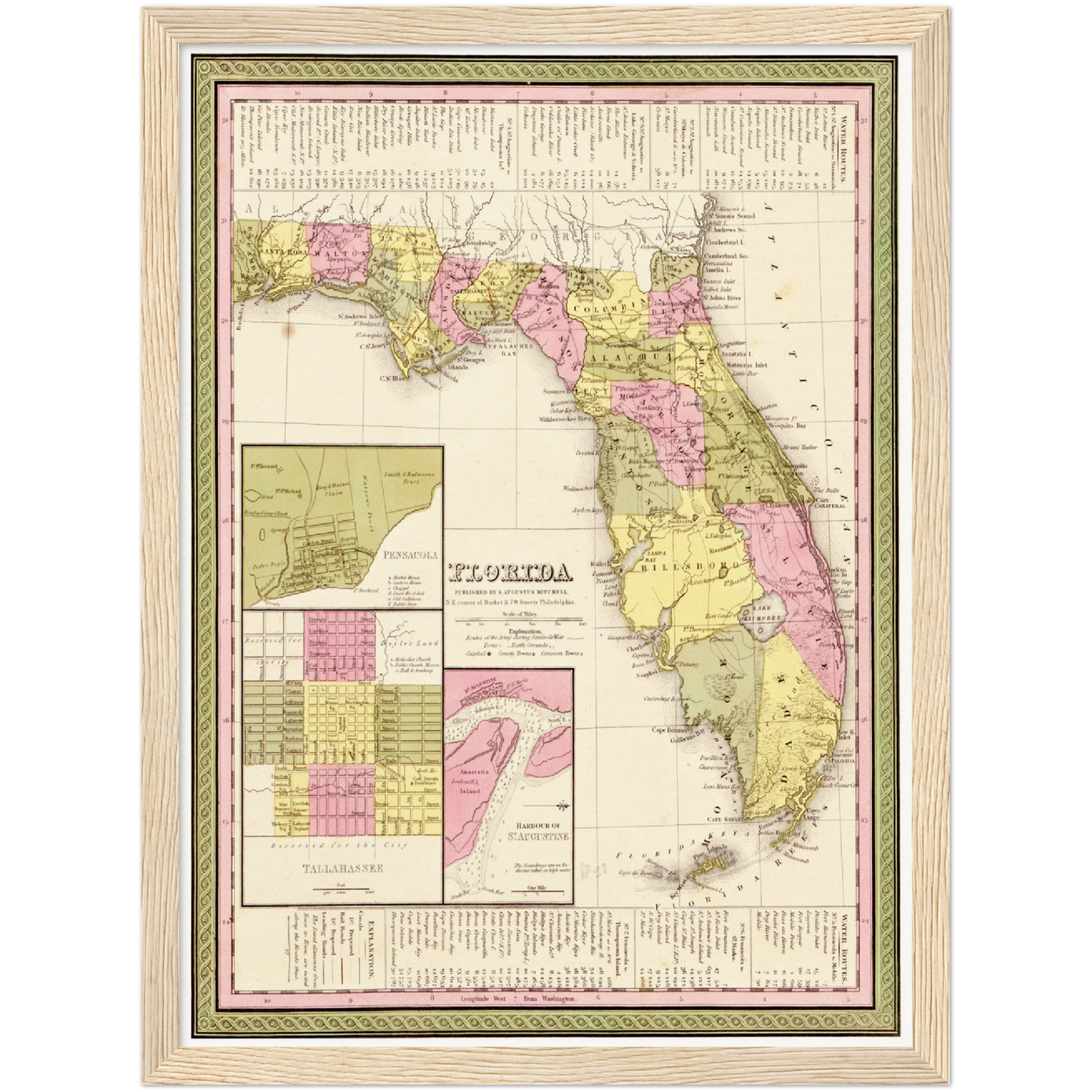 Historische Landkarte Florida um 1849