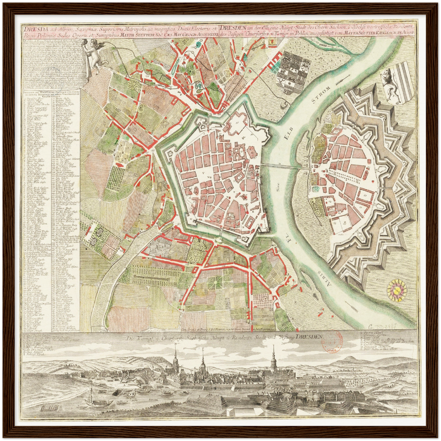 Historischer Stadtplan Dresden um 1750