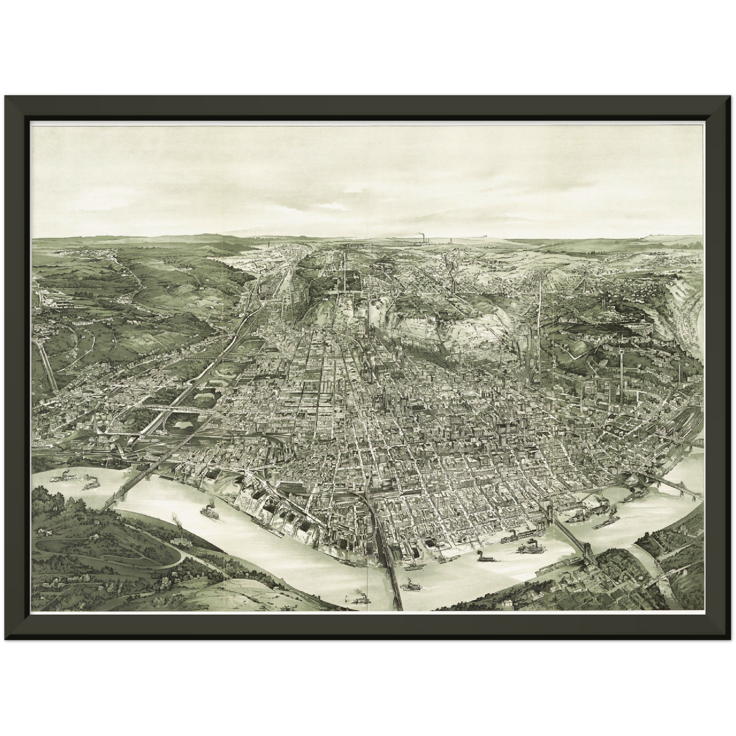 Historische Stadtansicht Cincinnati um 1900