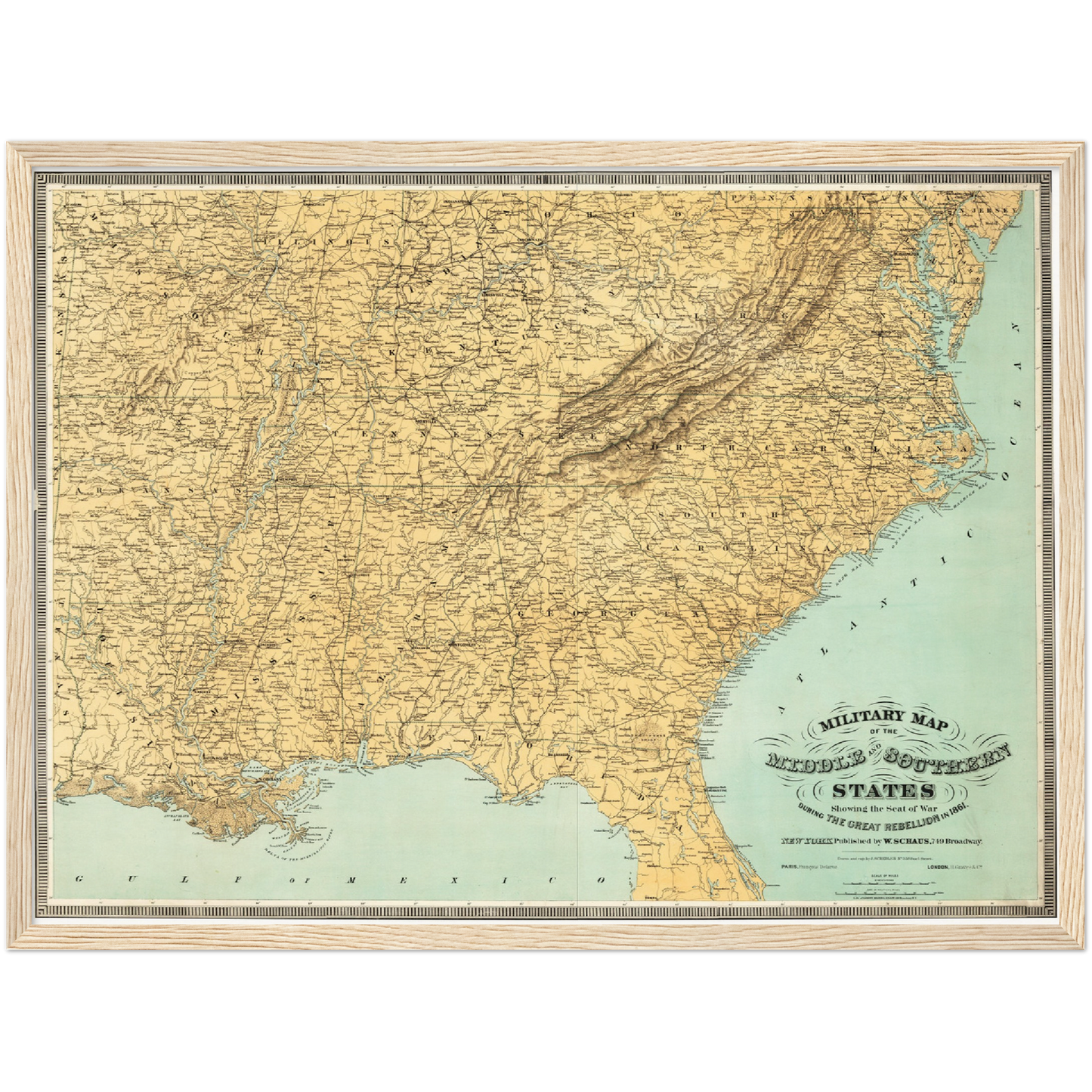 Historische Landkarte Konfederierte USA um 1861