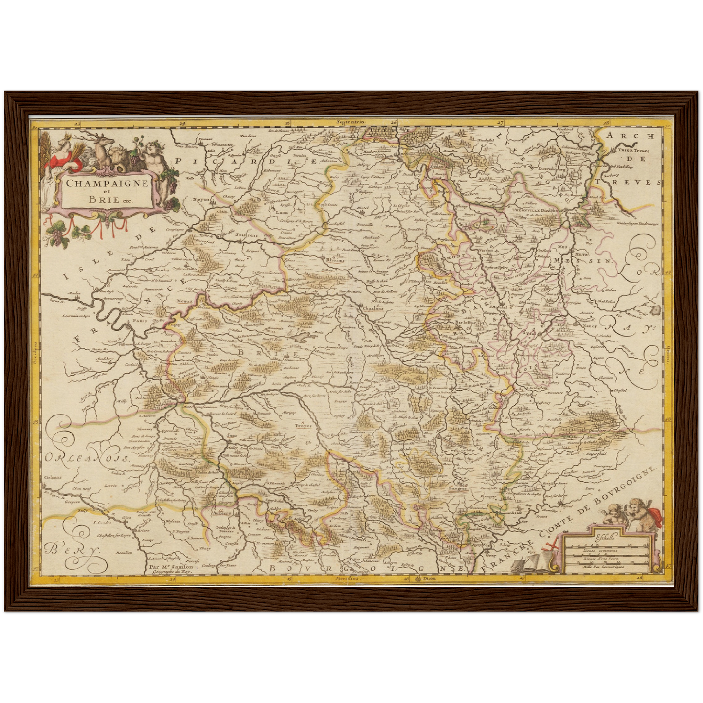 Historische Landkarte Champagne um 1698