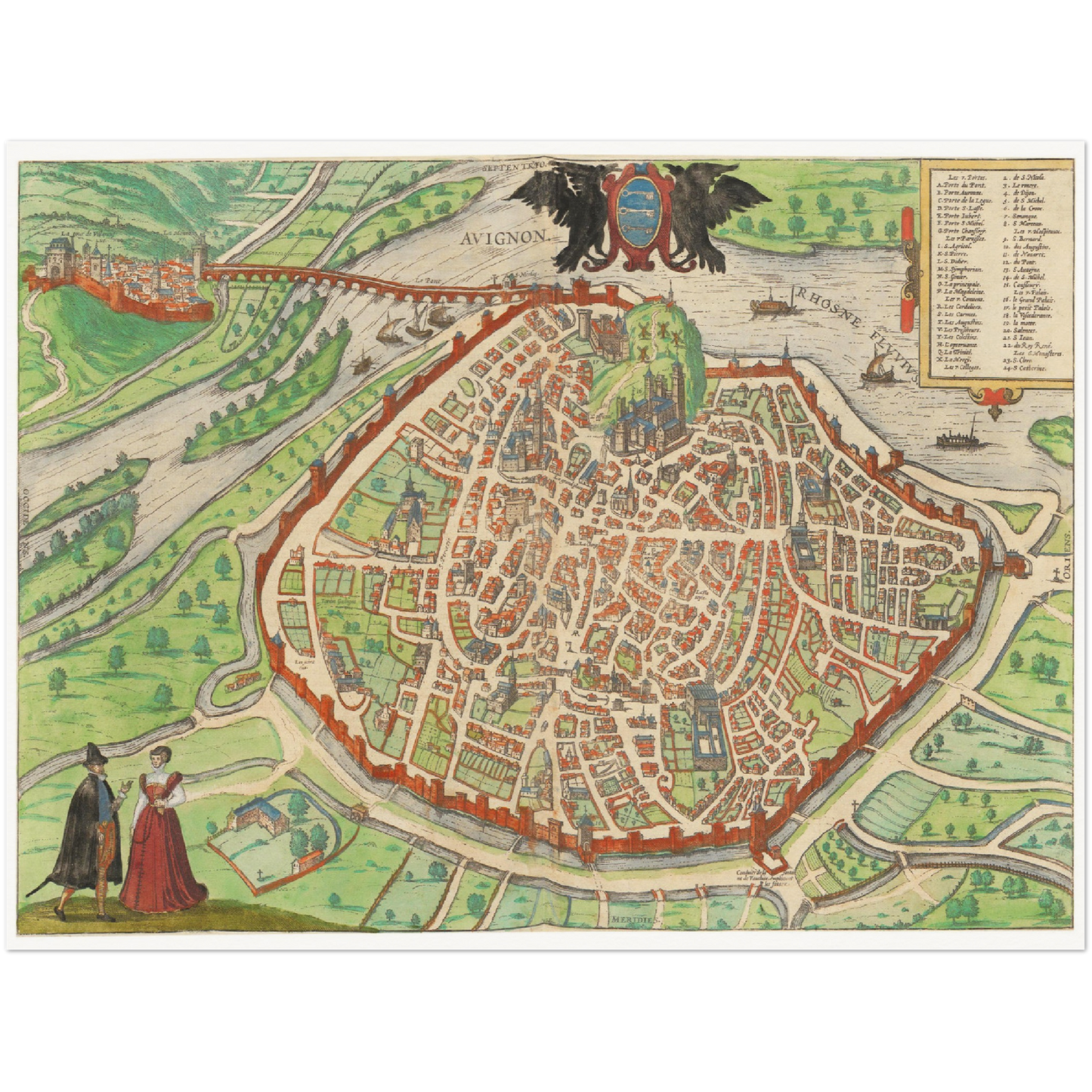 Historische Stadtansicht Avignon um 1609