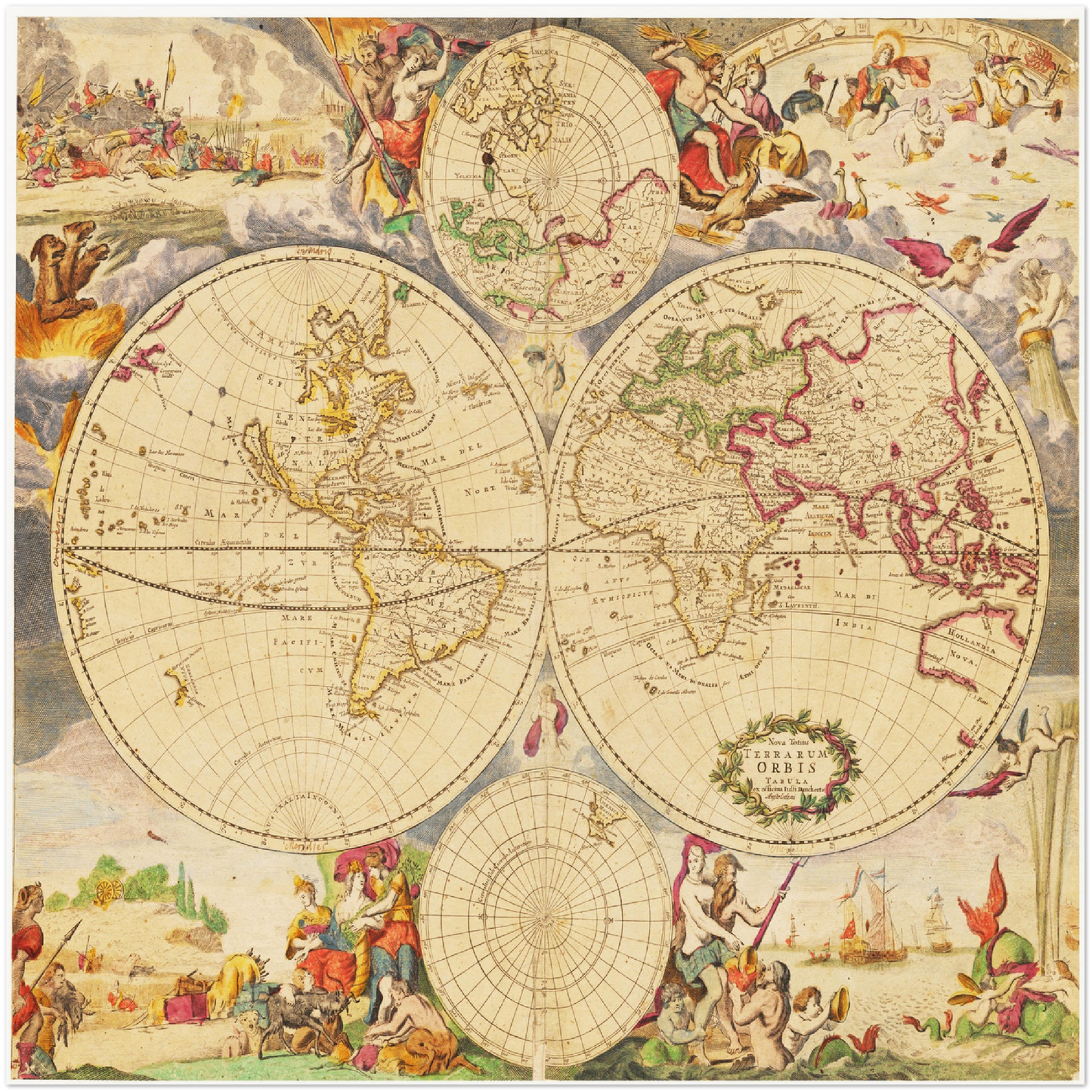 Historische Weltkarte um 1737