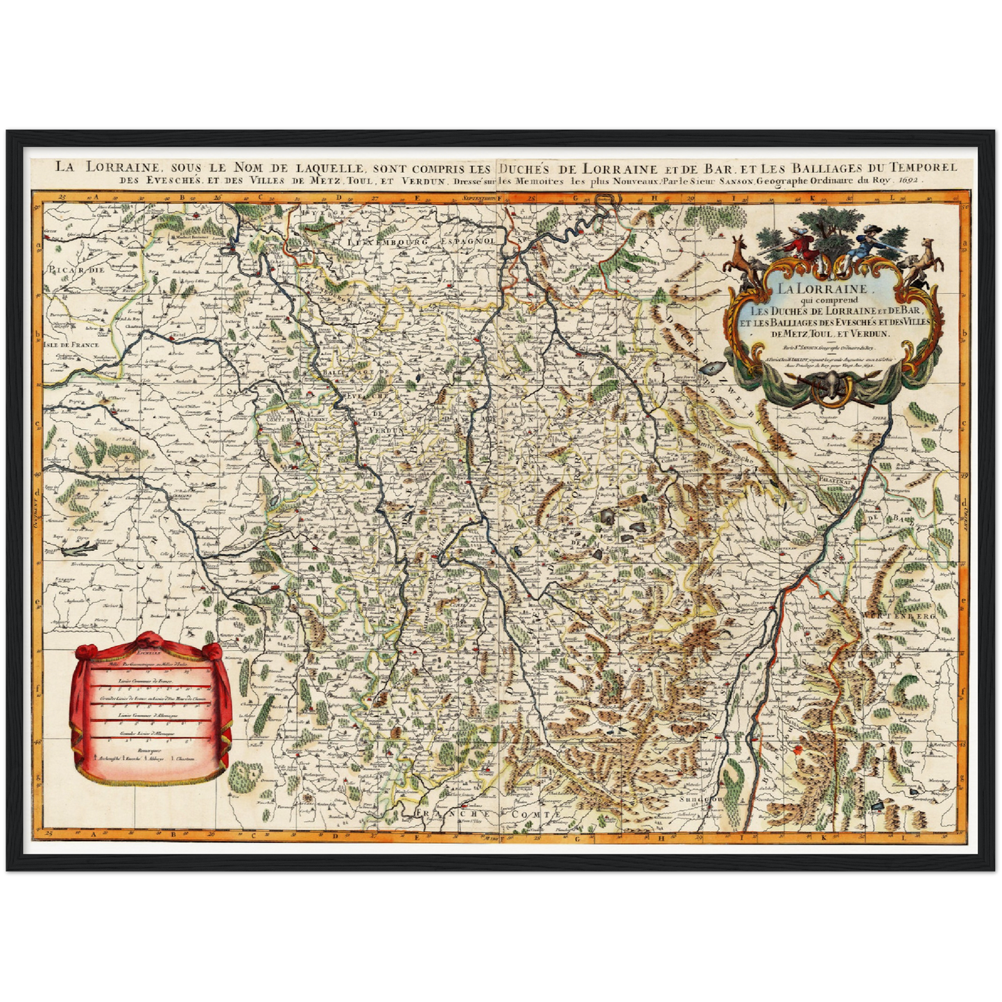 Historische Landkarte Lothringen um 1692