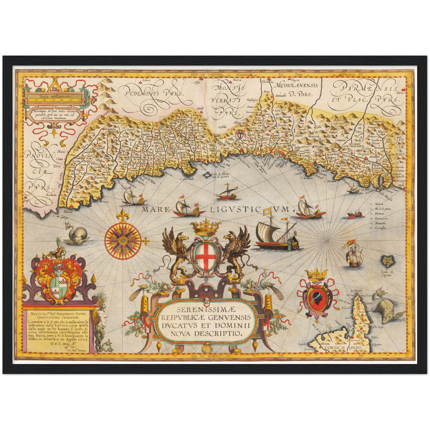 Historische Landkarte Ligurien um 1609