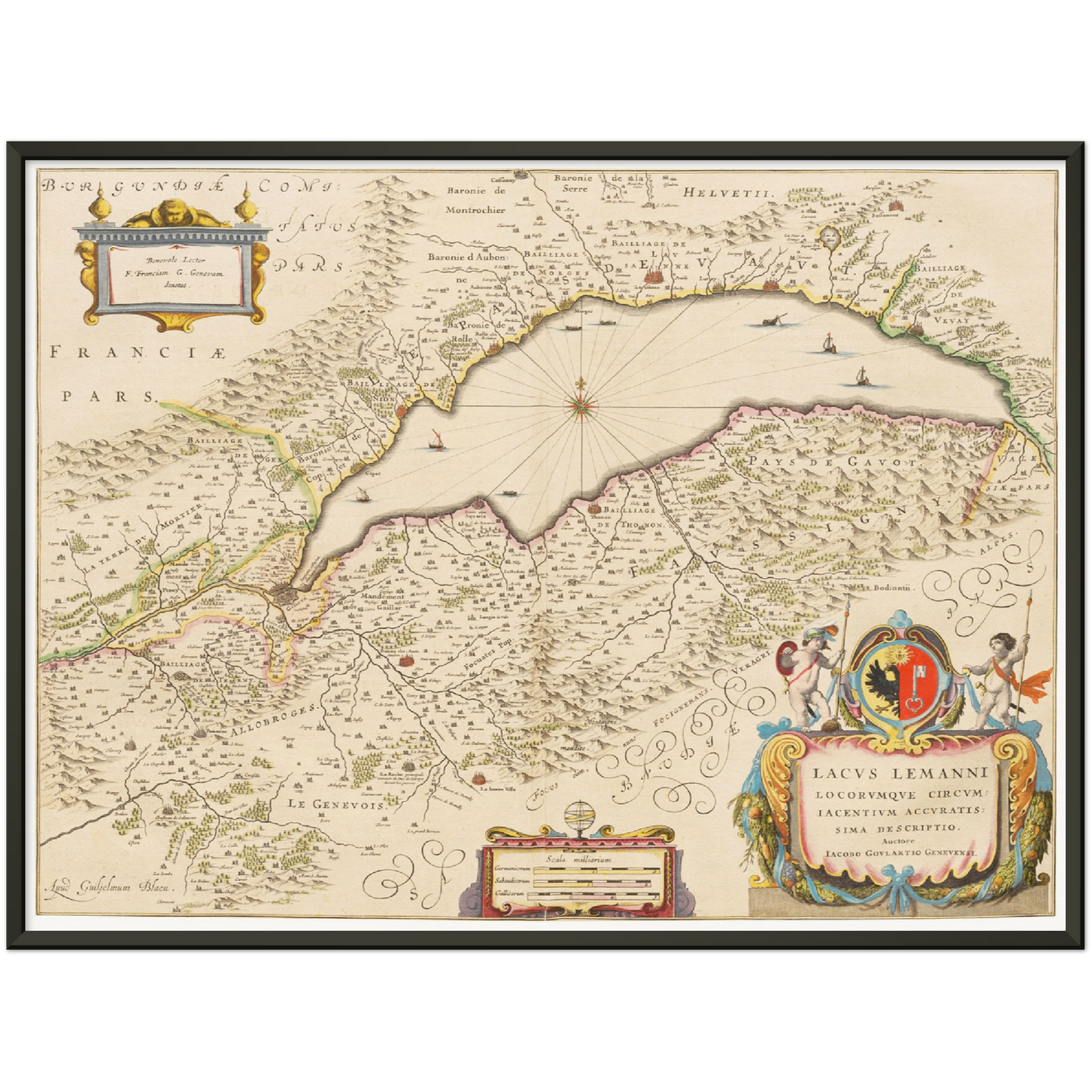 Historische Landkarte Genfer See um 1635
