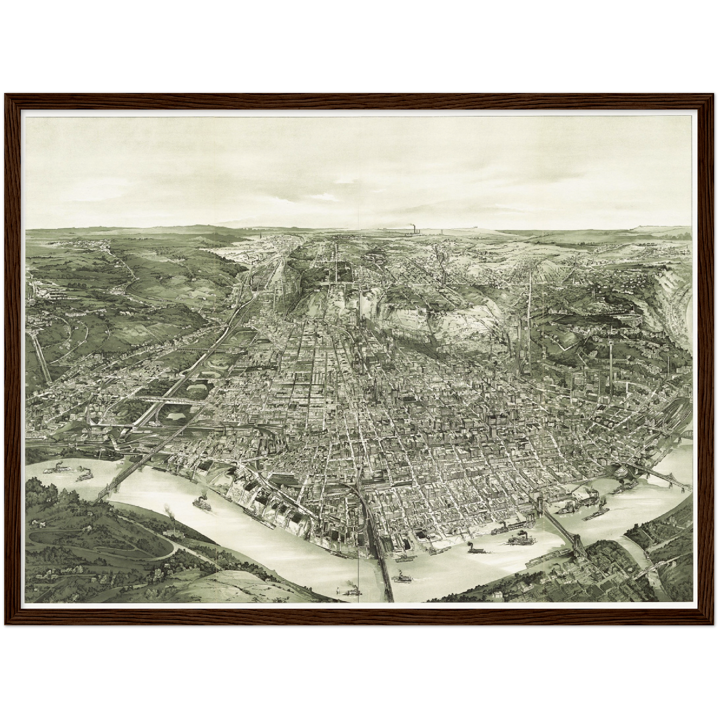 Historische Stadtansicht Cincinnati um 1900