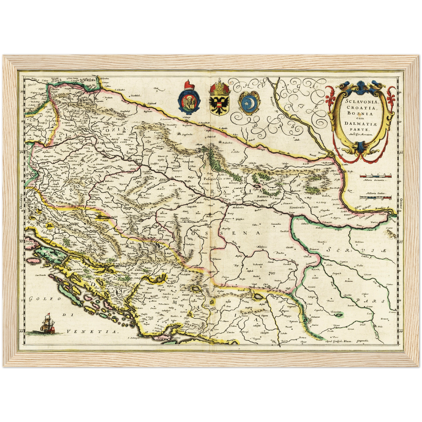 Historische Landkarte Bosnien um 1647
