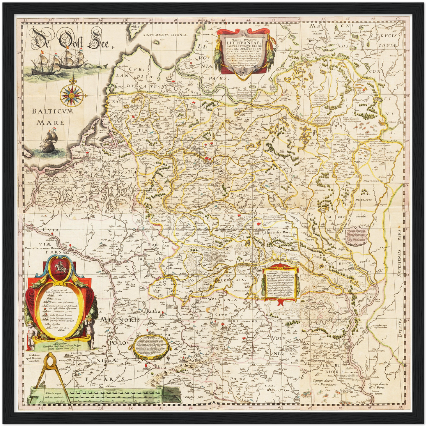 Historische Landkarte Litauen um 1635