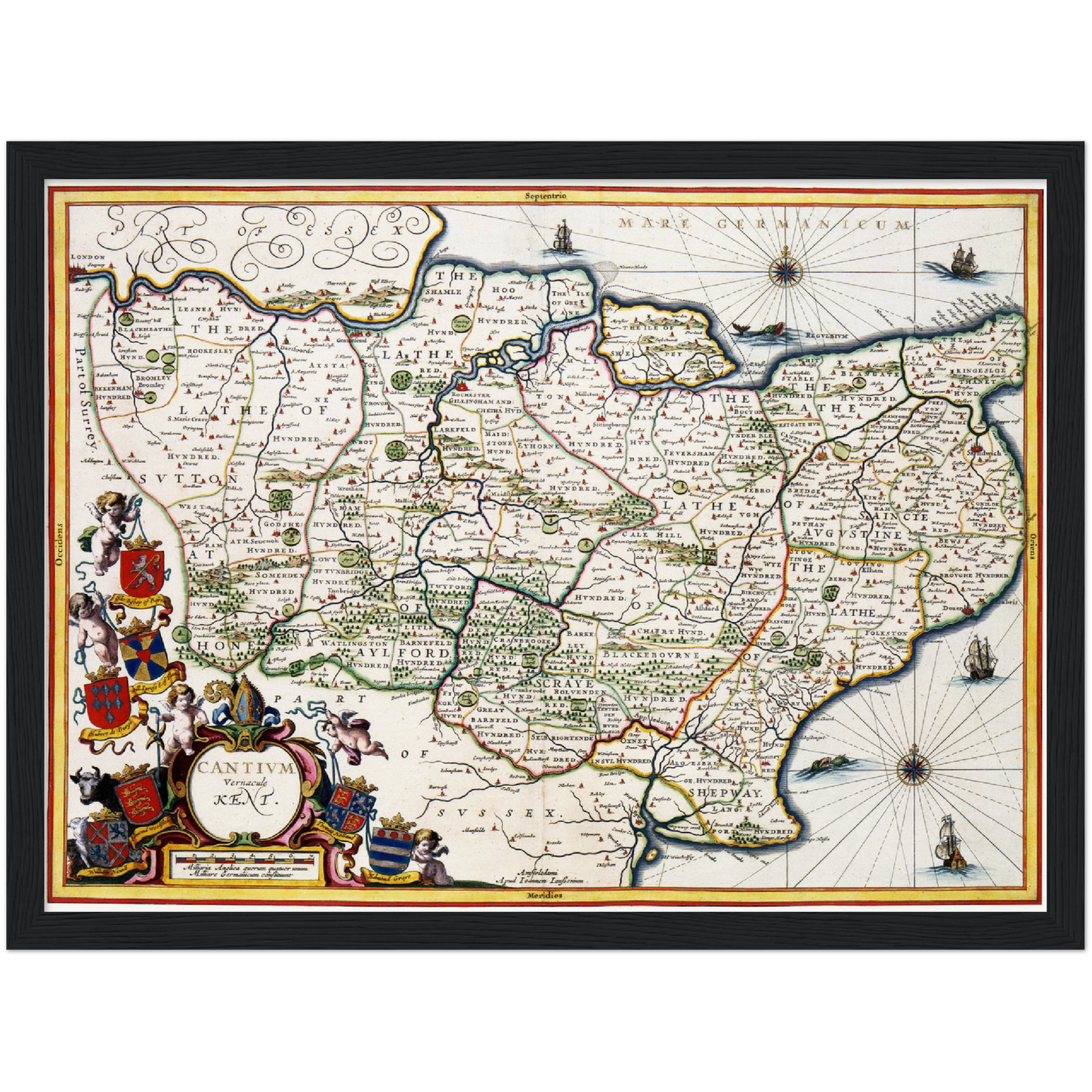 Historische Landkarte Kent um 1646
