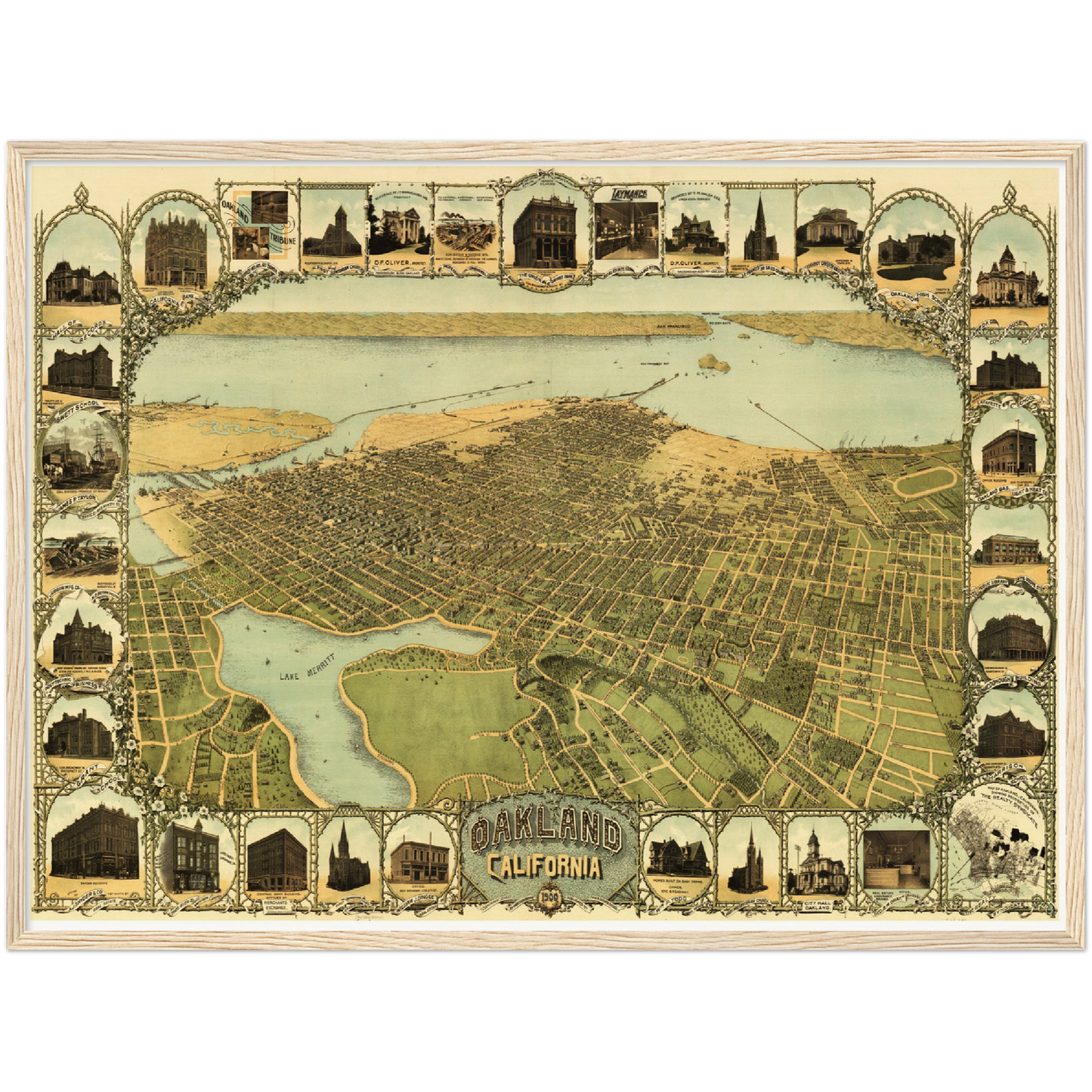 Historische Stadtansicht Oakland um 1900