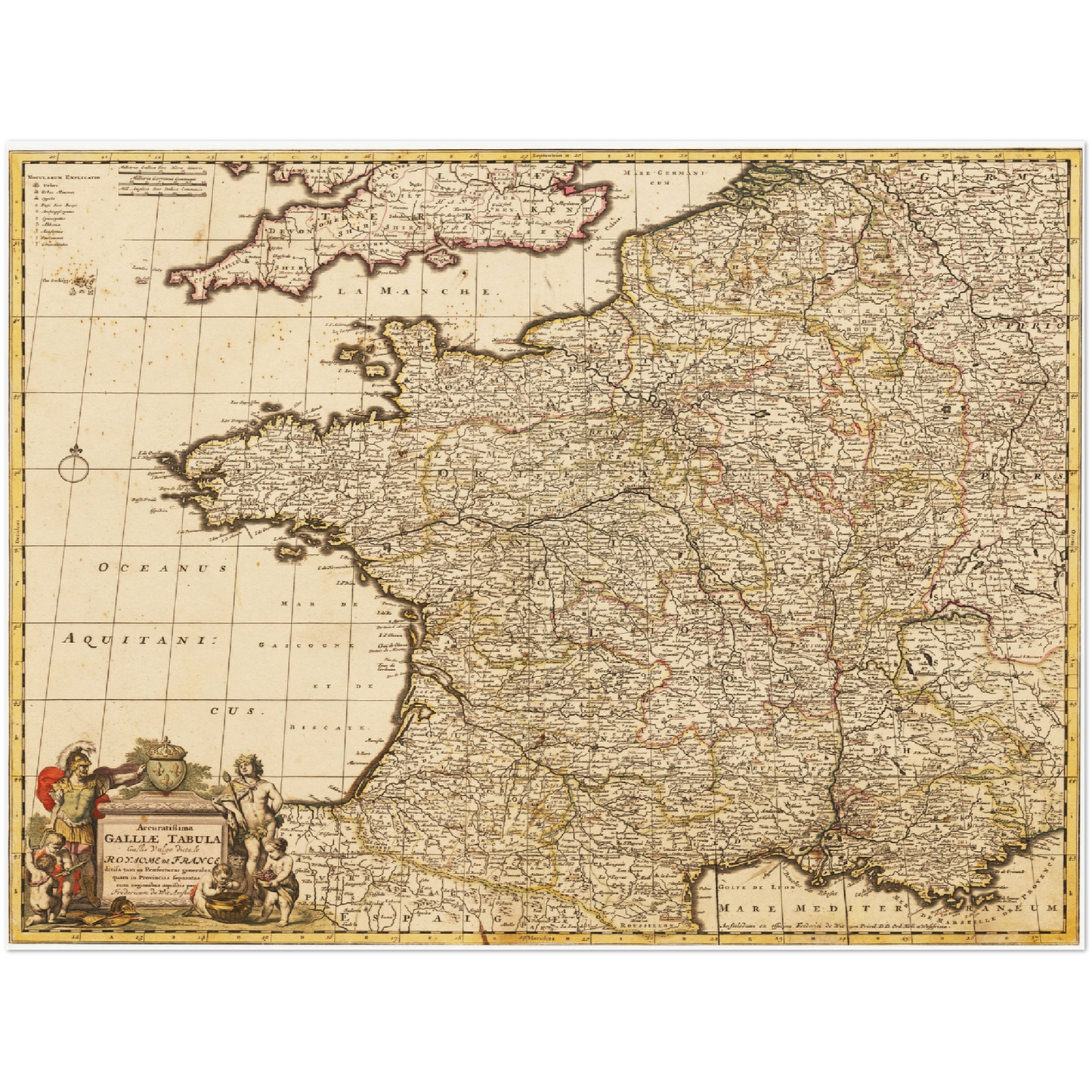 Historische Landkarte Frankreich um 1698