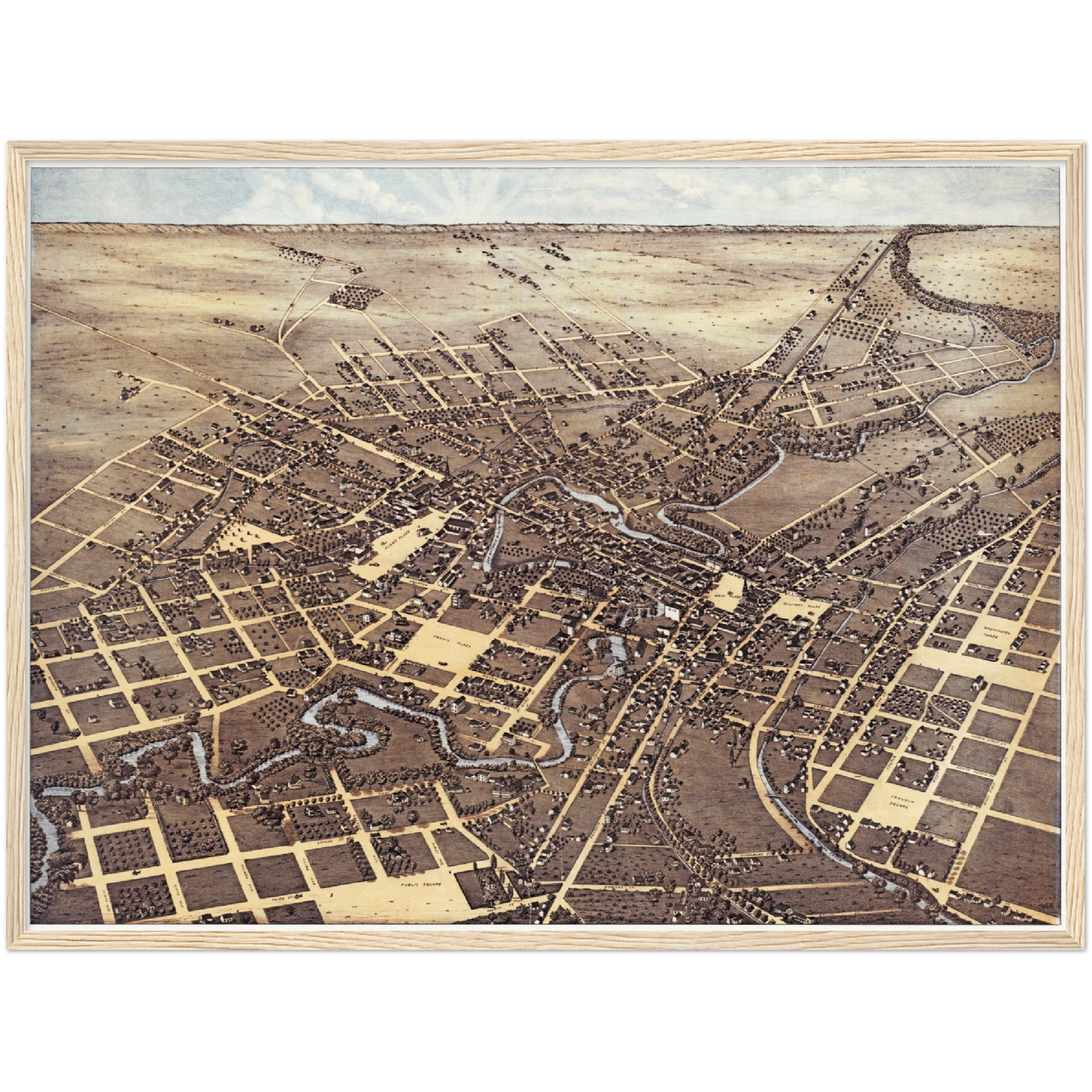 Historische Stadtansicht San Antonio um 1873