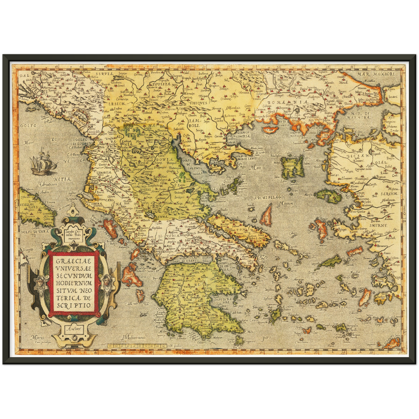 Historische Landkarte Griechenland um 1609