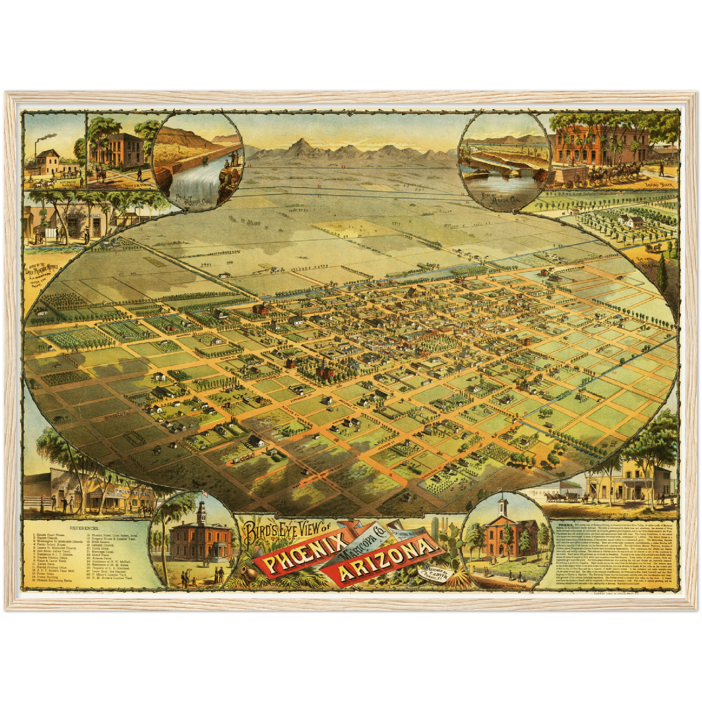 Historische Stadtansicht Phoenix um 1885