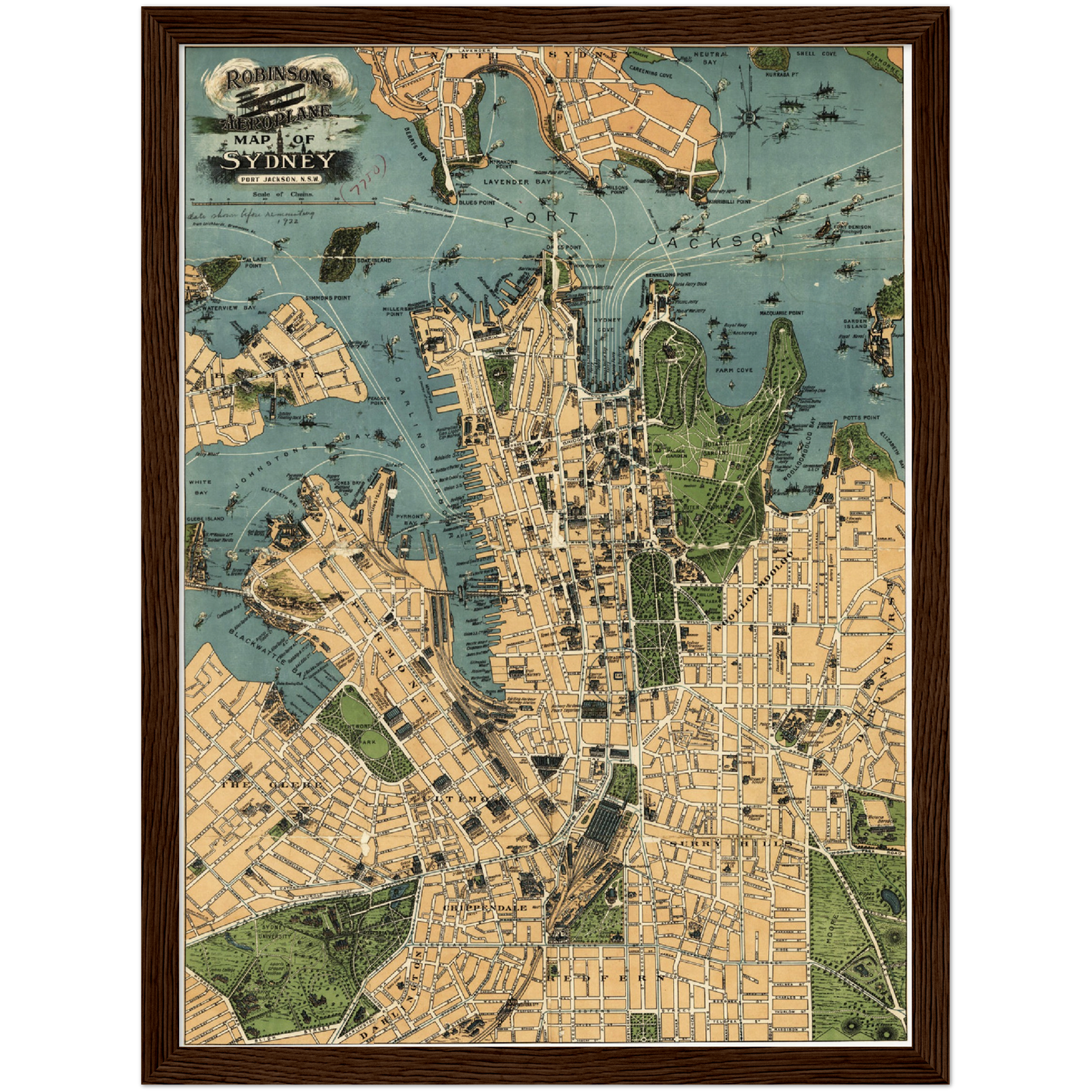Historischer Stadtplan Sydney um 1922