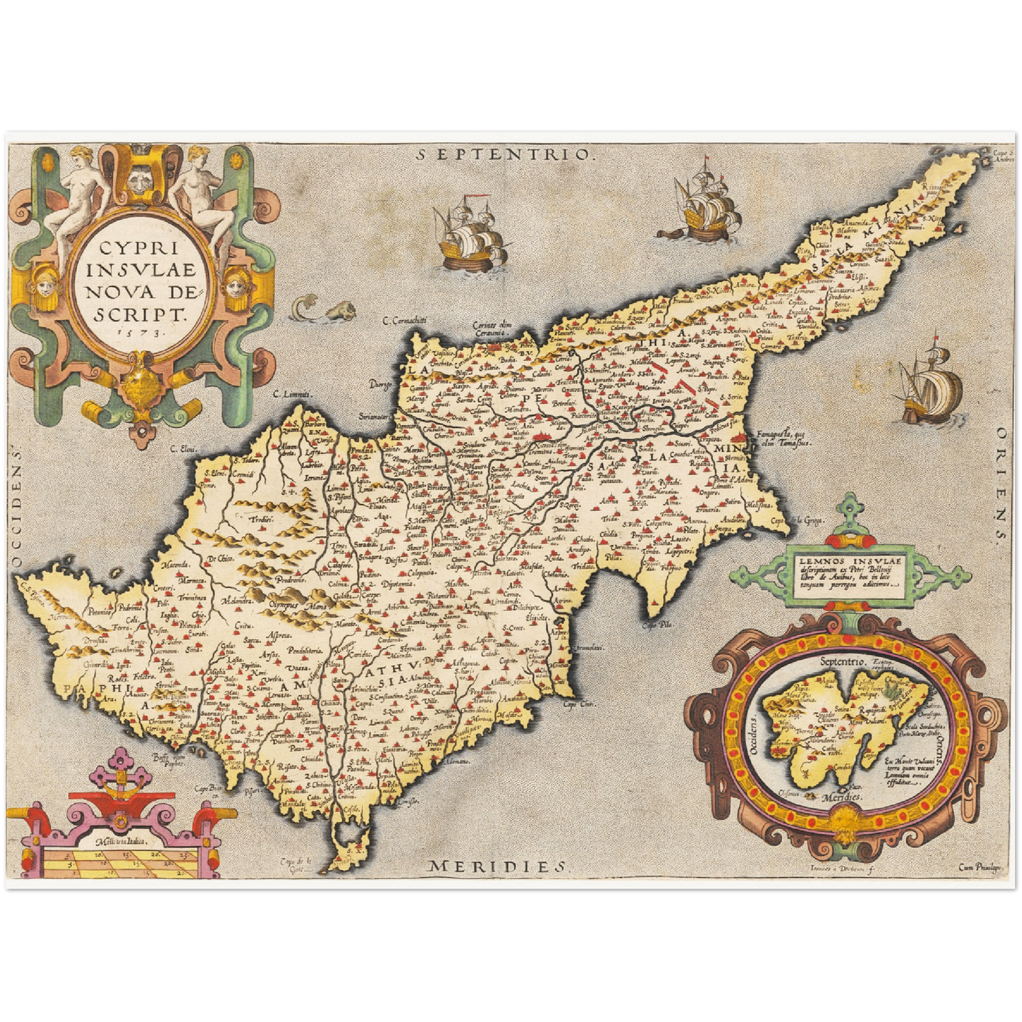 Historische Landkarte Zypern um 1609