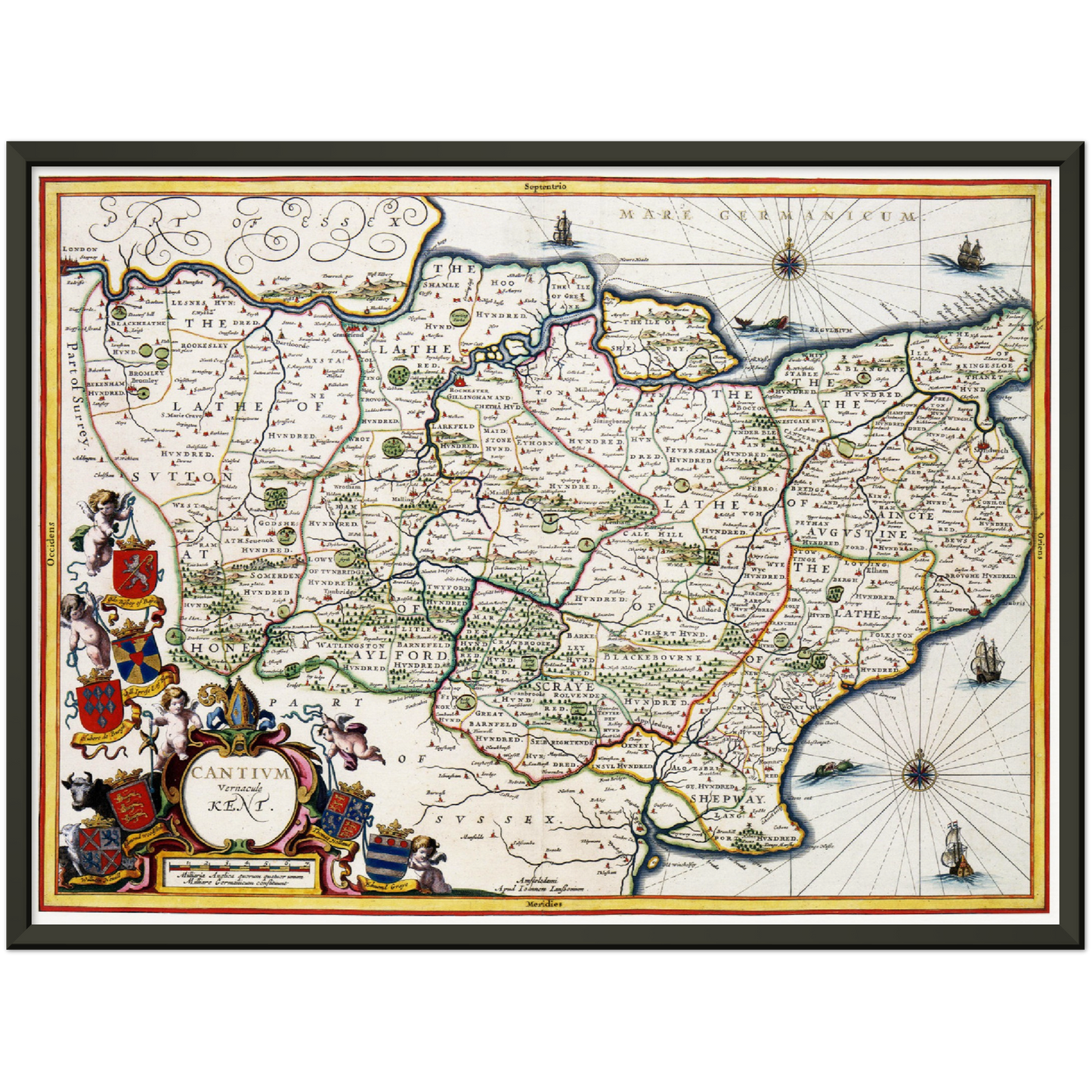 Historische Landkarte Kent um 1646