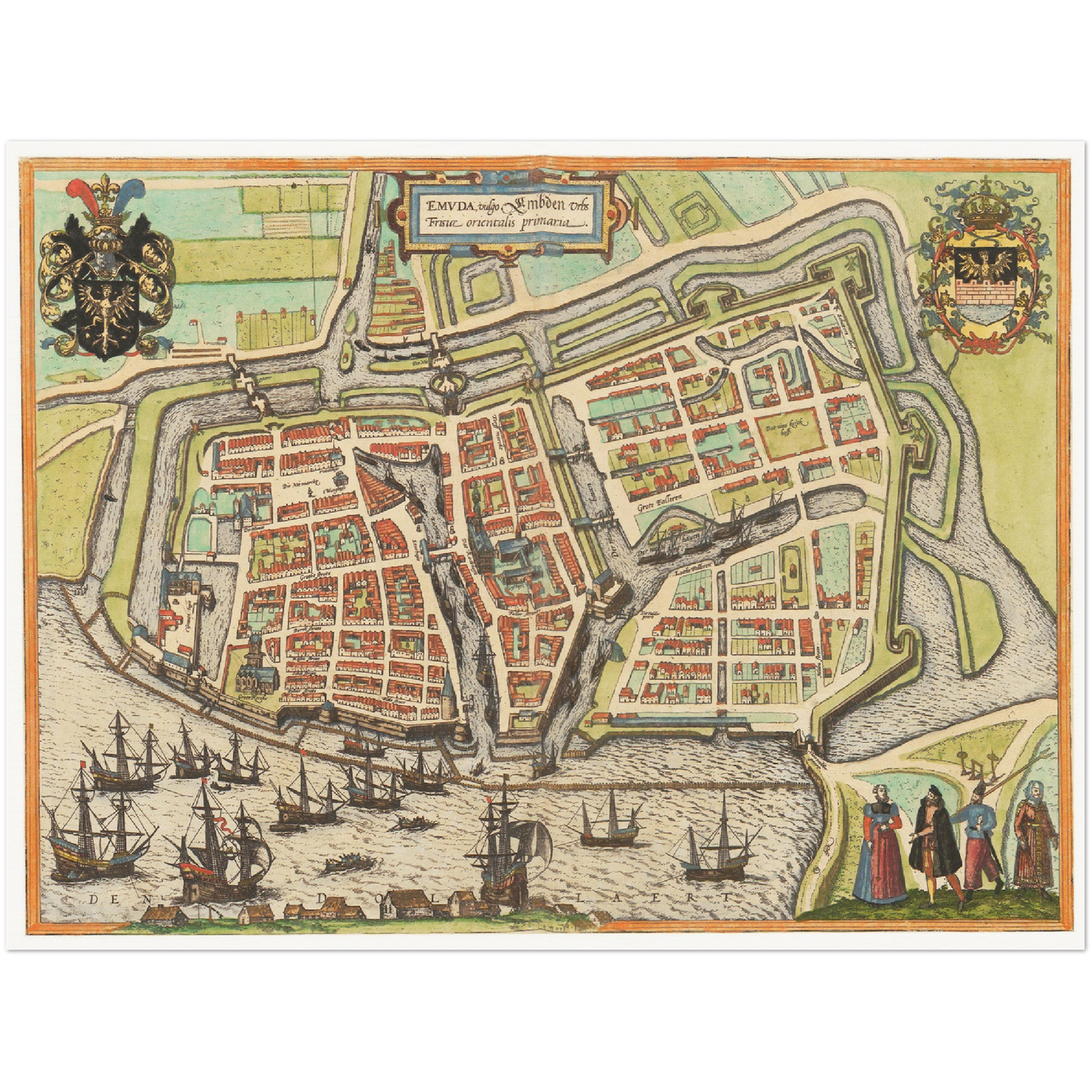 Historische Stadtansicht Emden um 1609