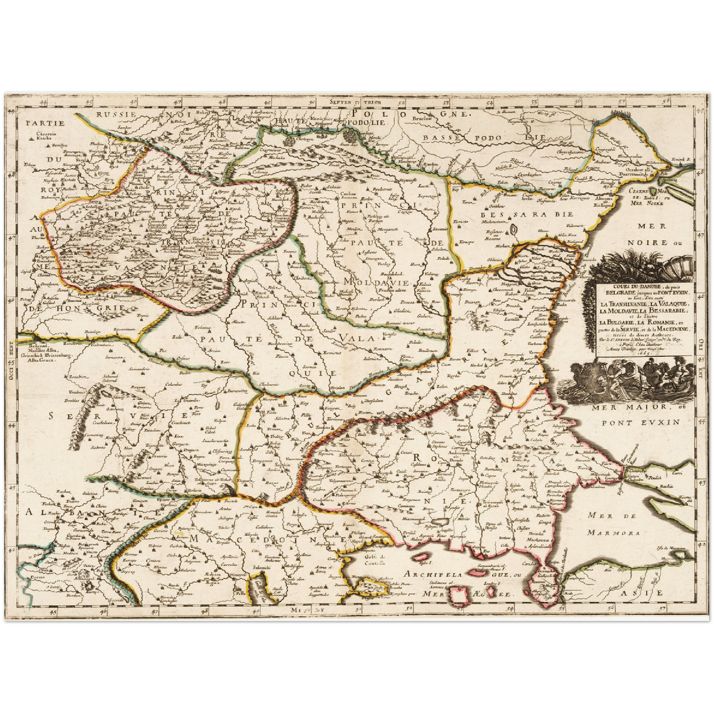 Historische Landkarte Bulgarien um 1665